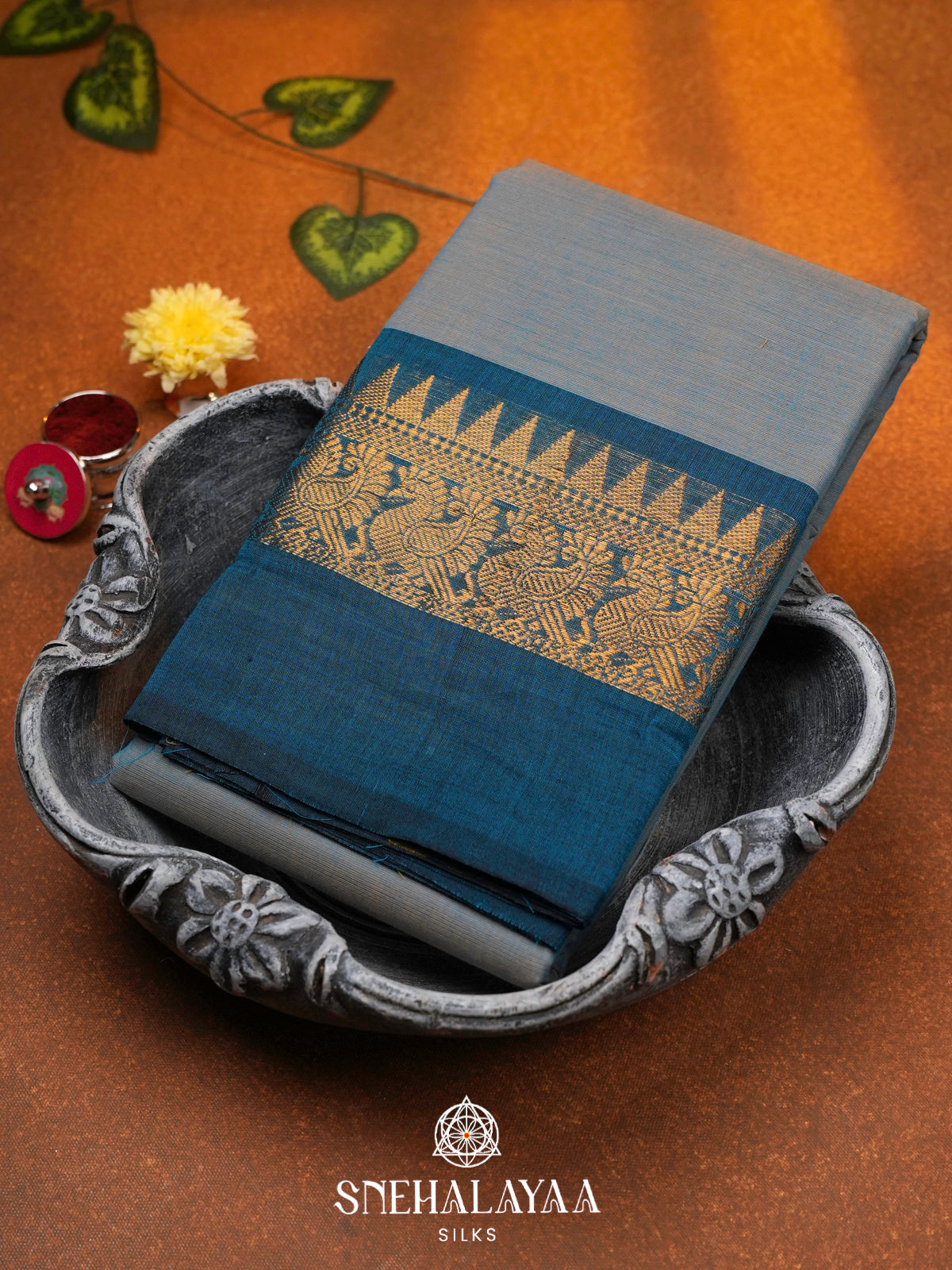 Blue Chettinad Cotton Saree