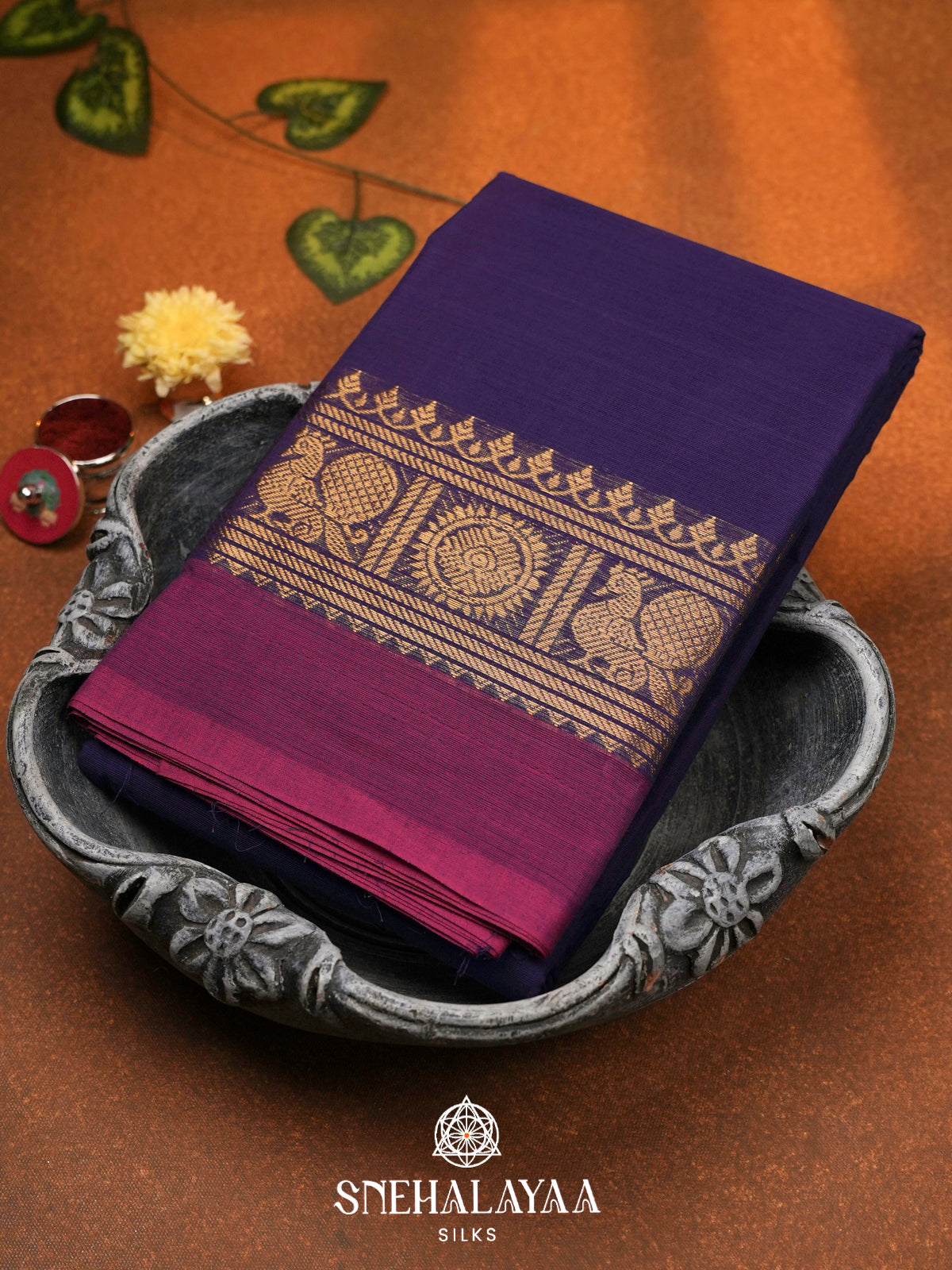 Violet Chettinad Cotton Saree