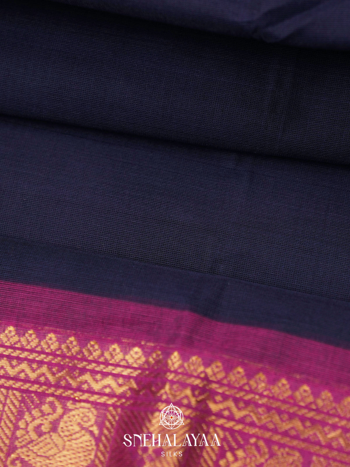 Navy Blue Chettinad Cotton Saree
