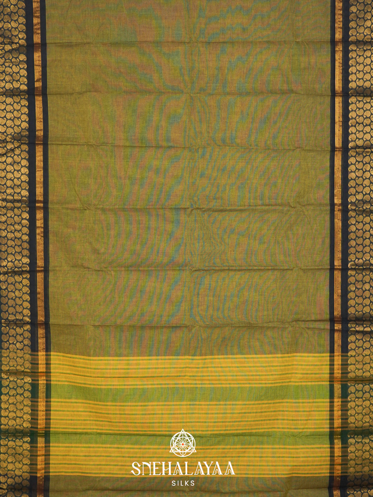 Olive Green Chettinad Cotton Saree