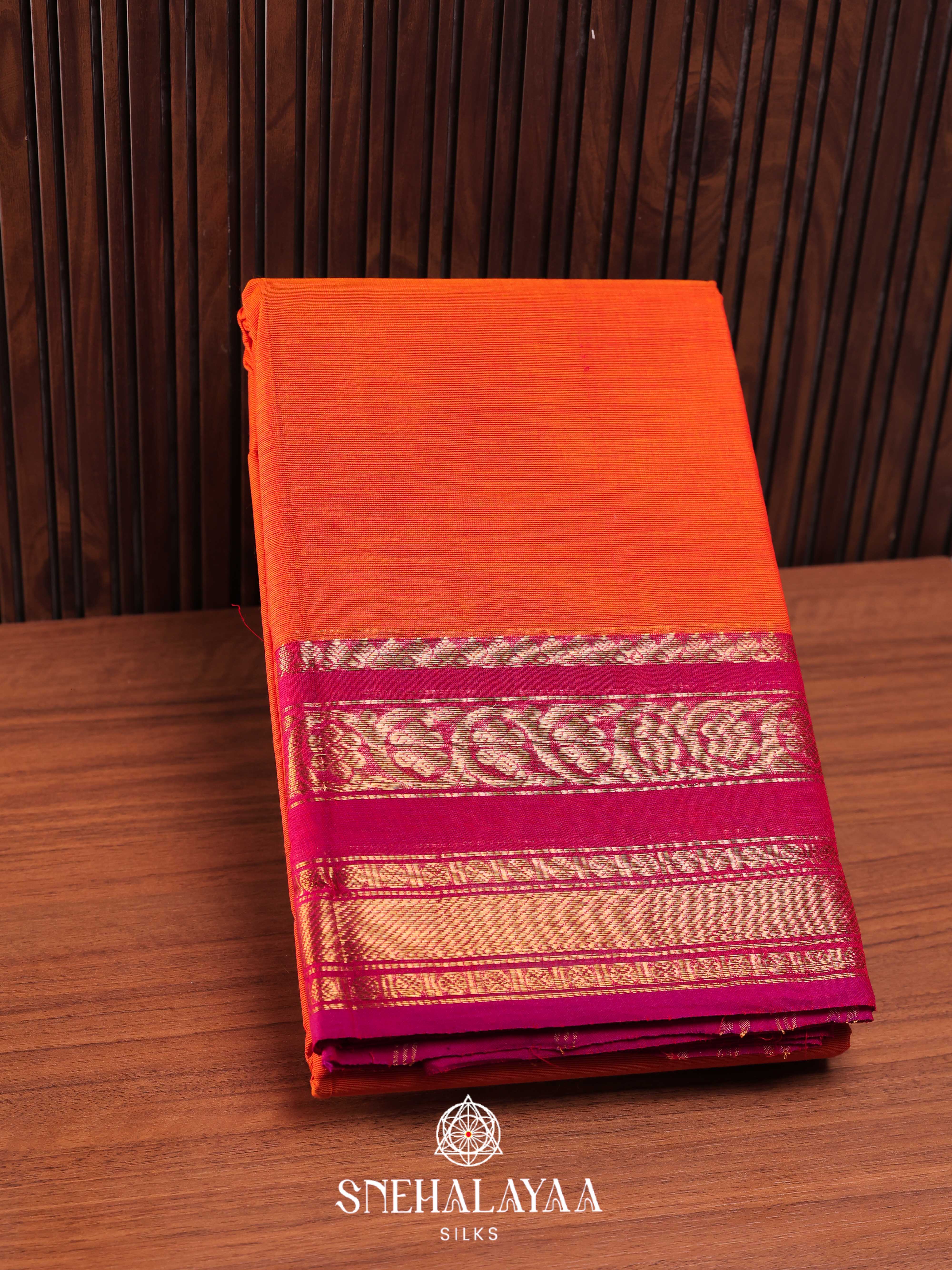 Orange Chettinad Cotton Saree