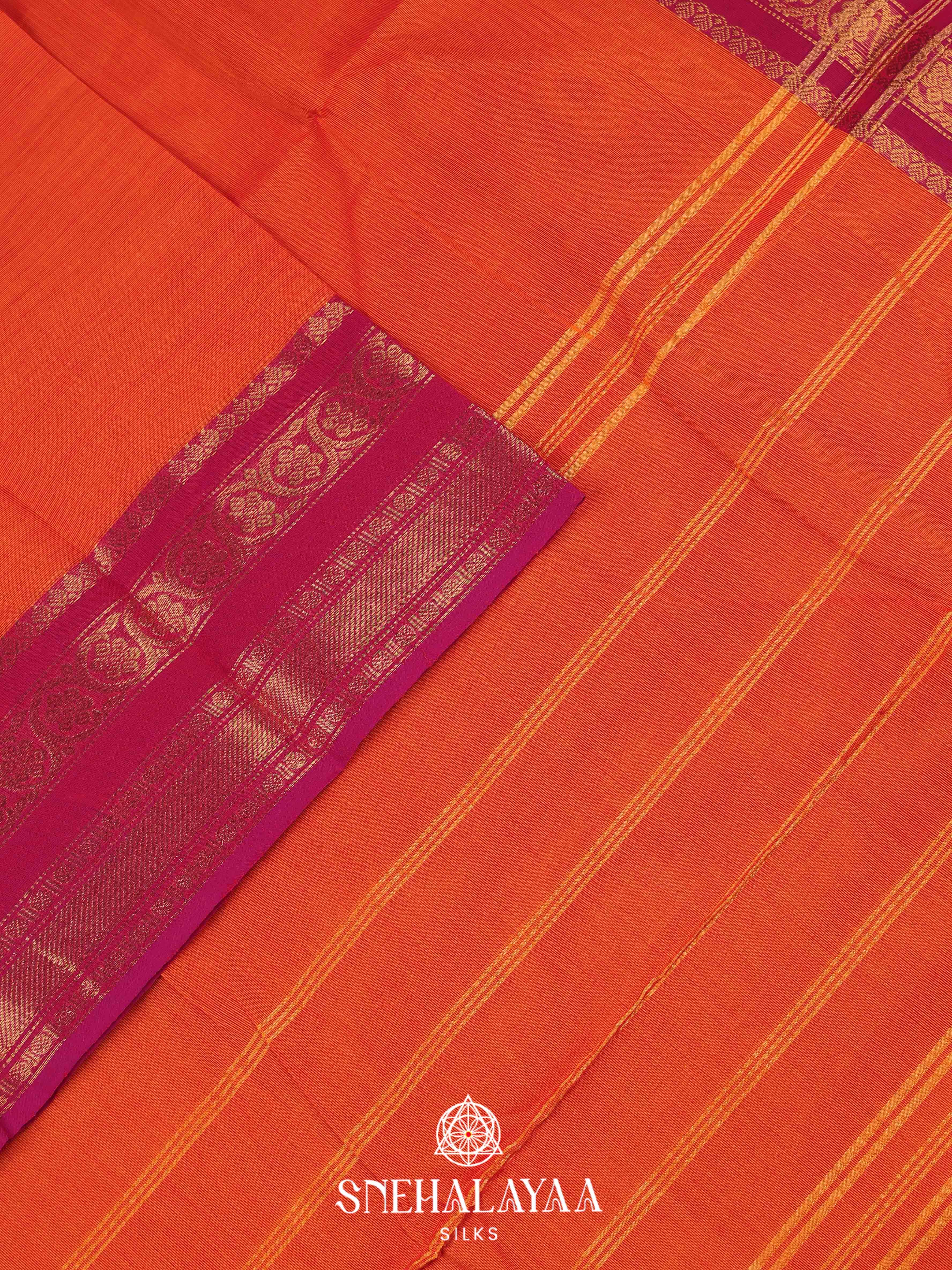 Orange Chettinad Cotton Saree
