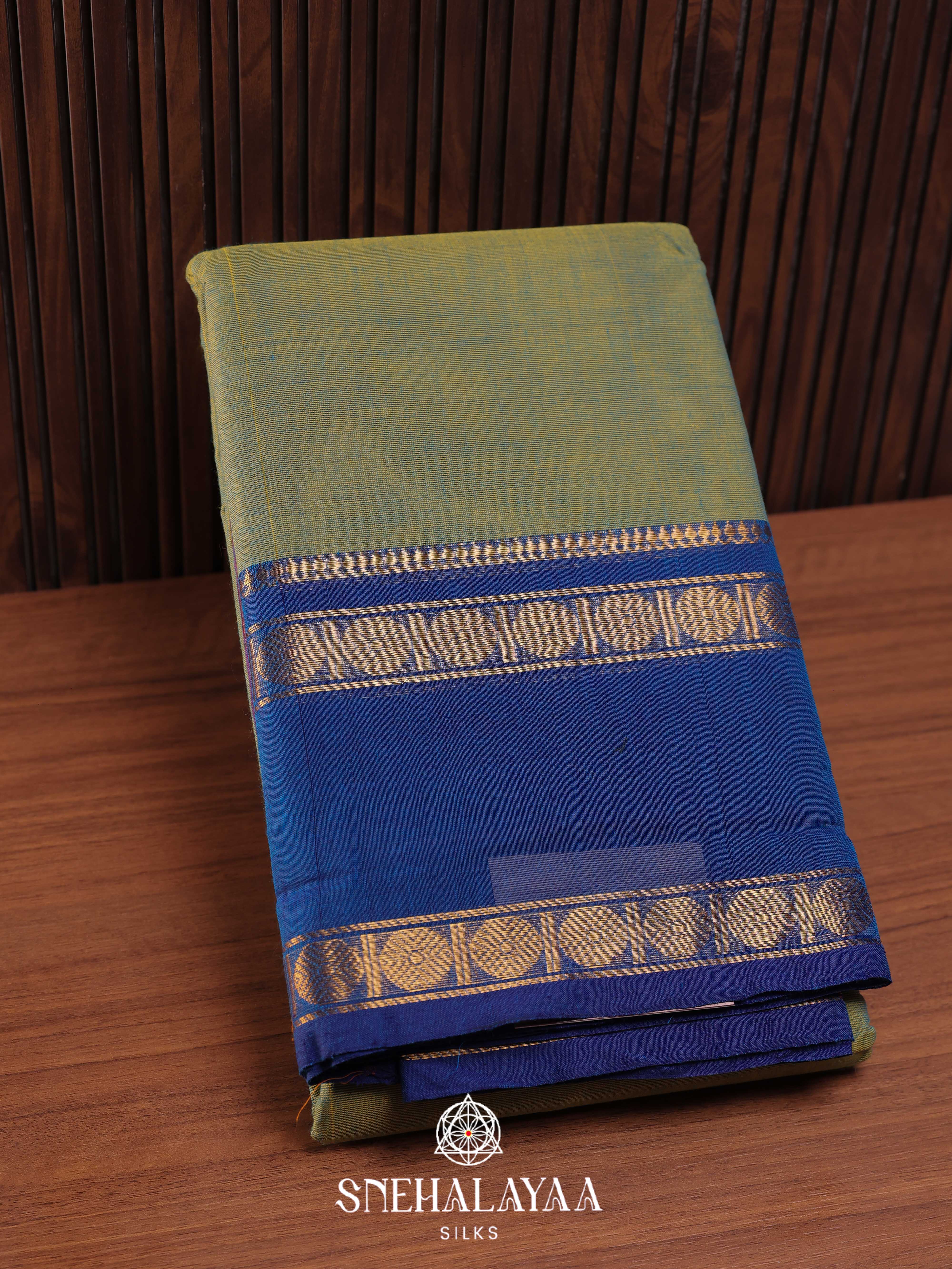 Olive Green Chettinad Cotton Saree