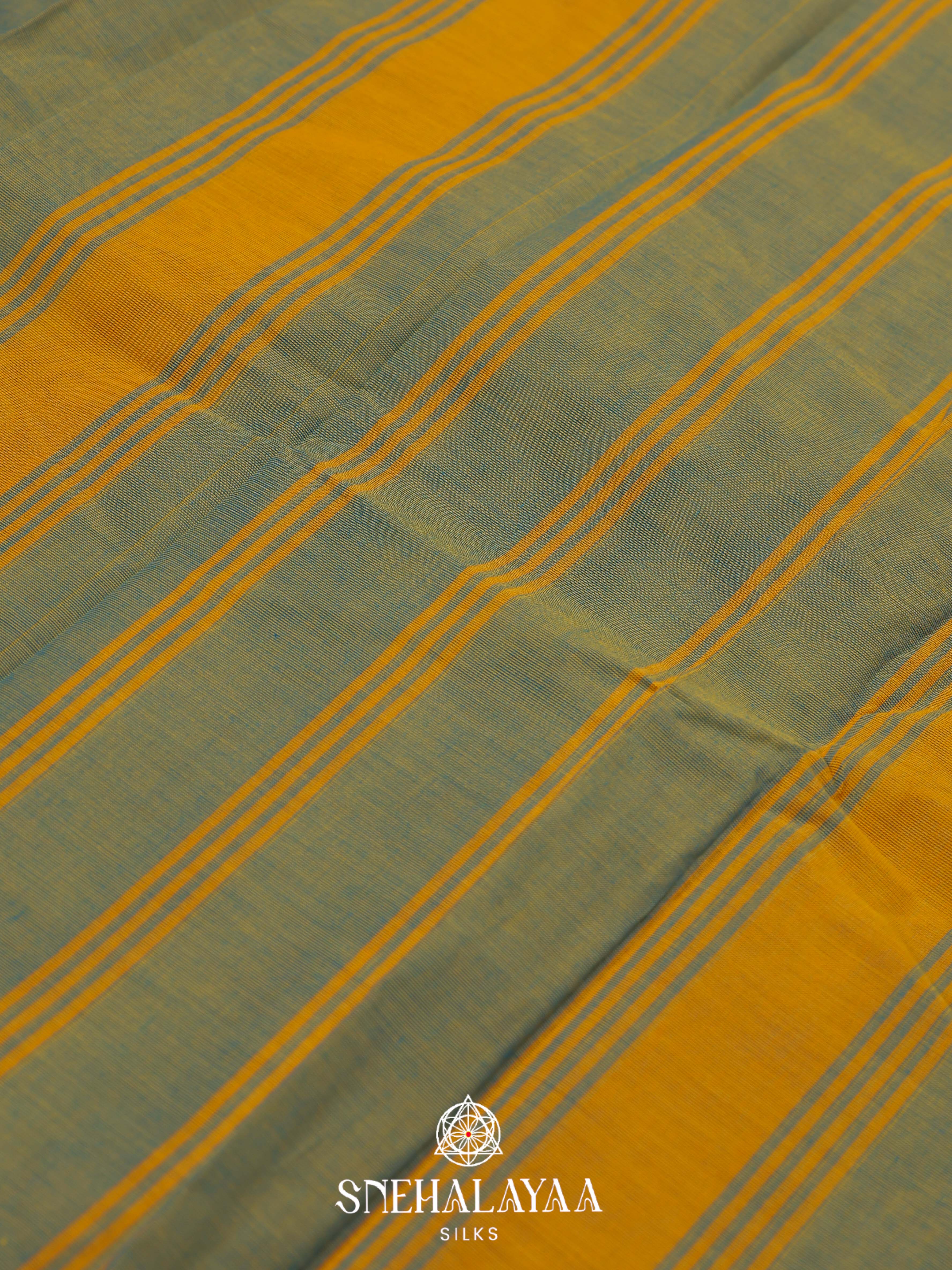 Olive Green Chettinad Cotton Saree