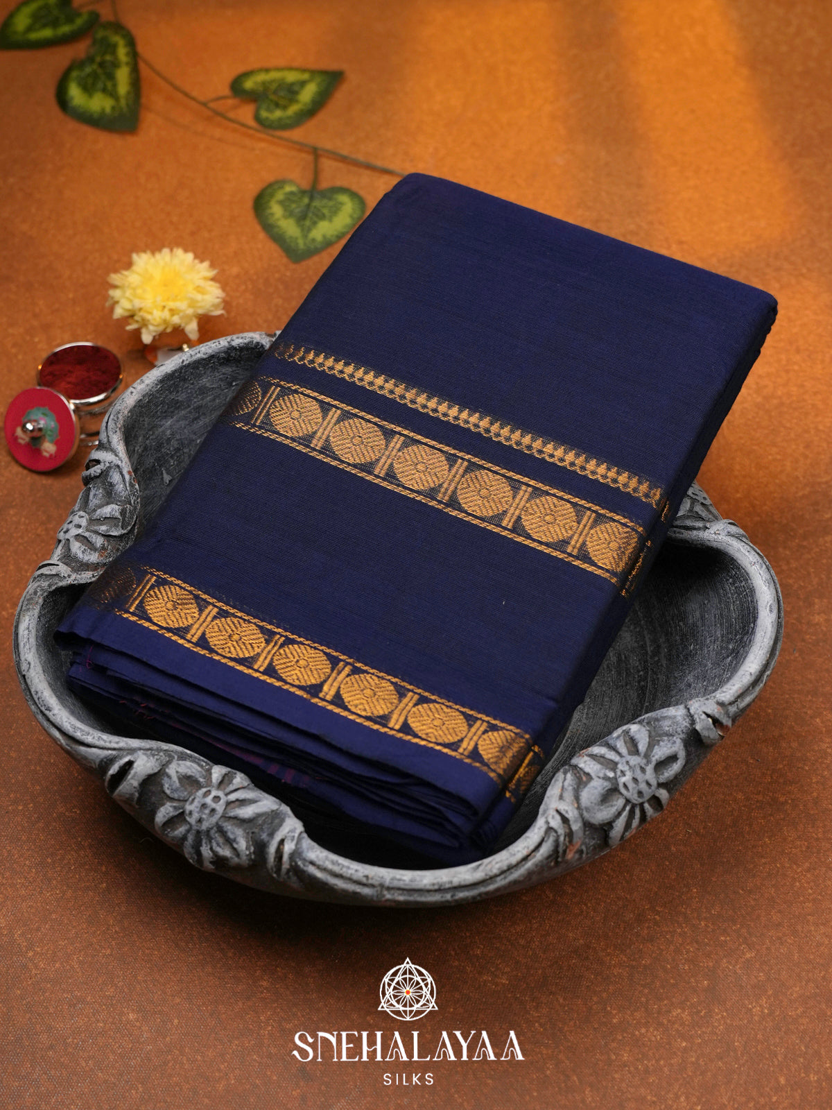 Navy Blue Chettinad Cotton Saree