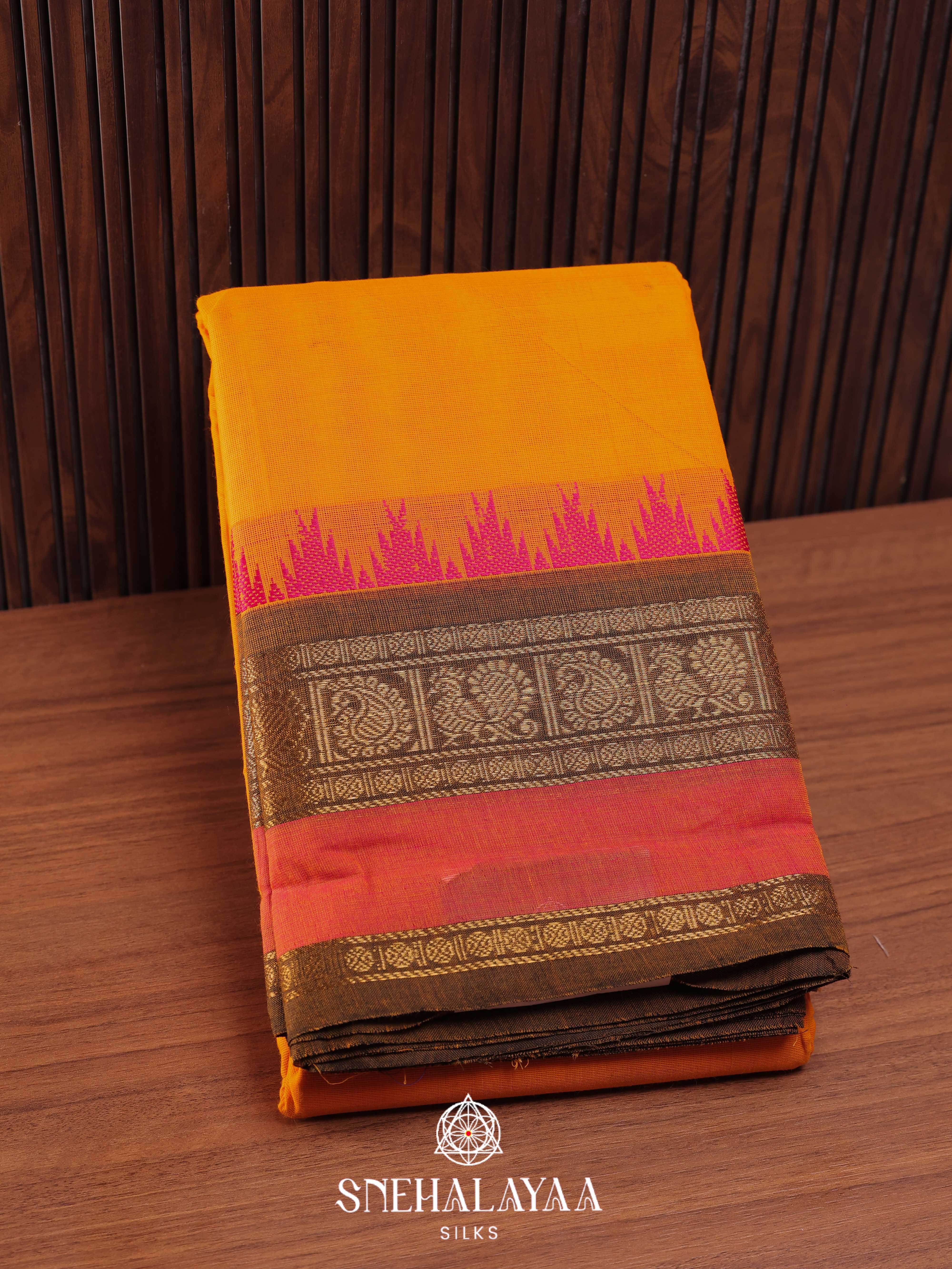 Yellow Chettinad Cotton Saree