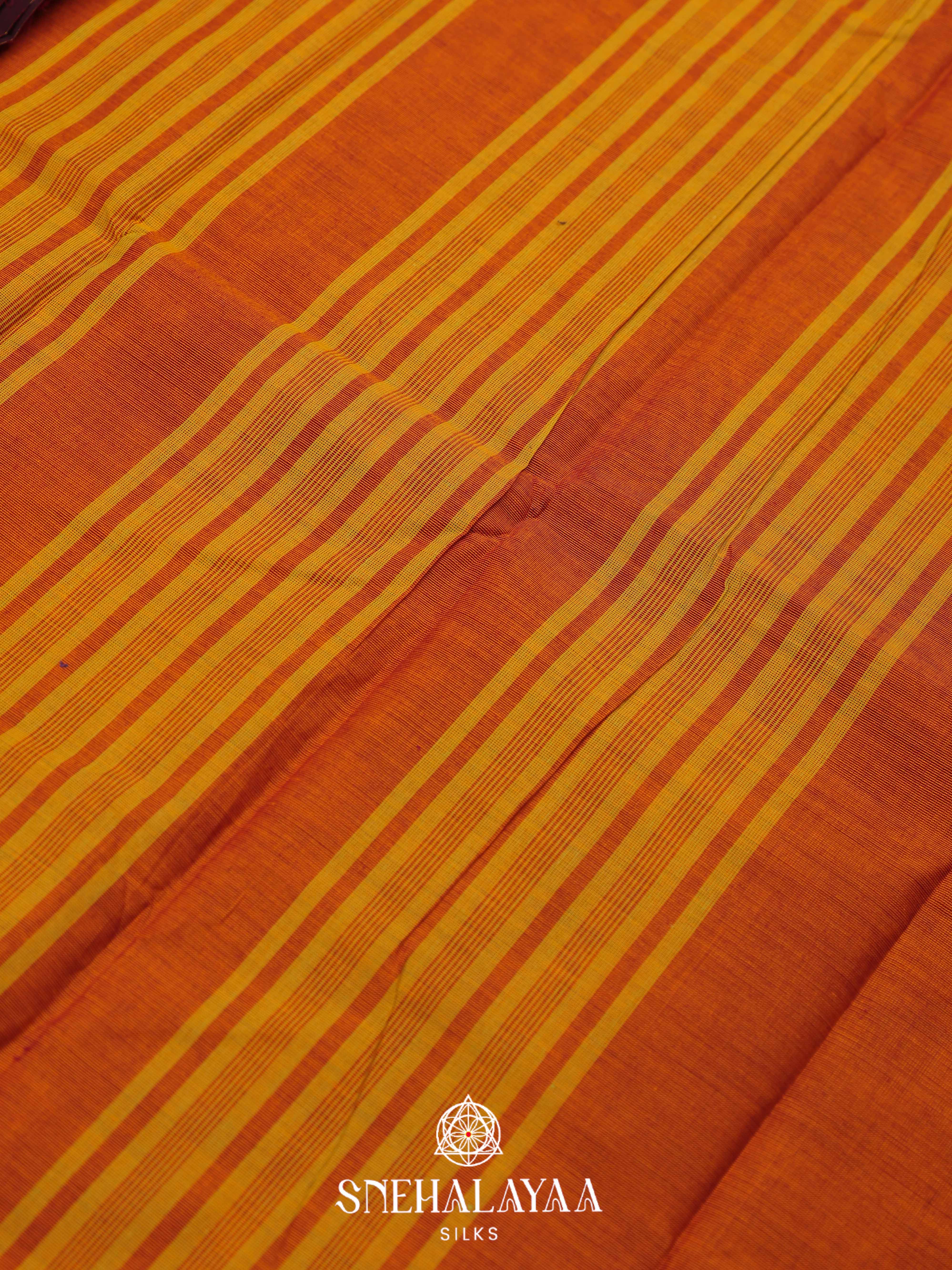 Copper Orange Chettinad Cotton Saree