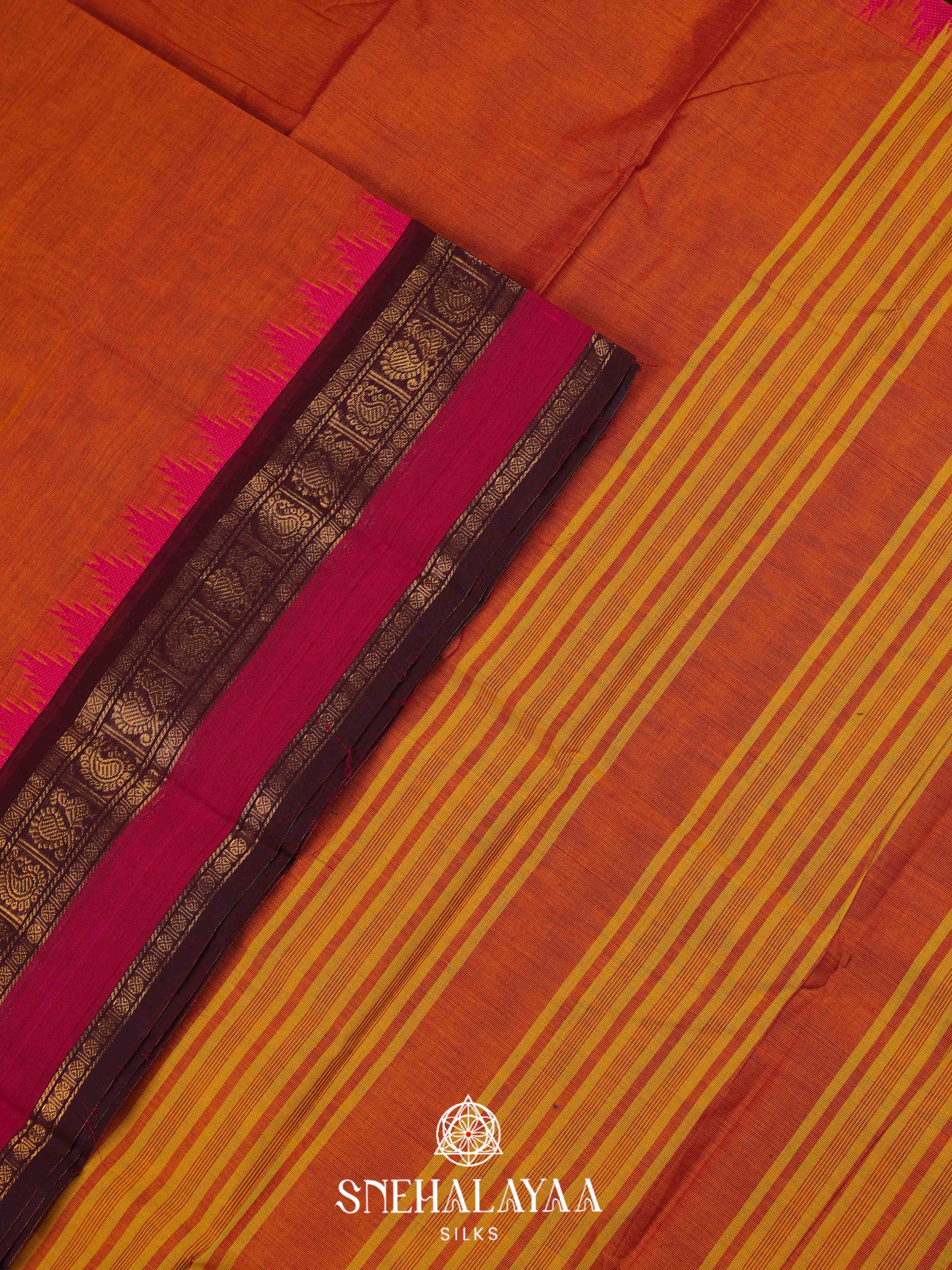 Copper Orange Chettinad Cotton Saree