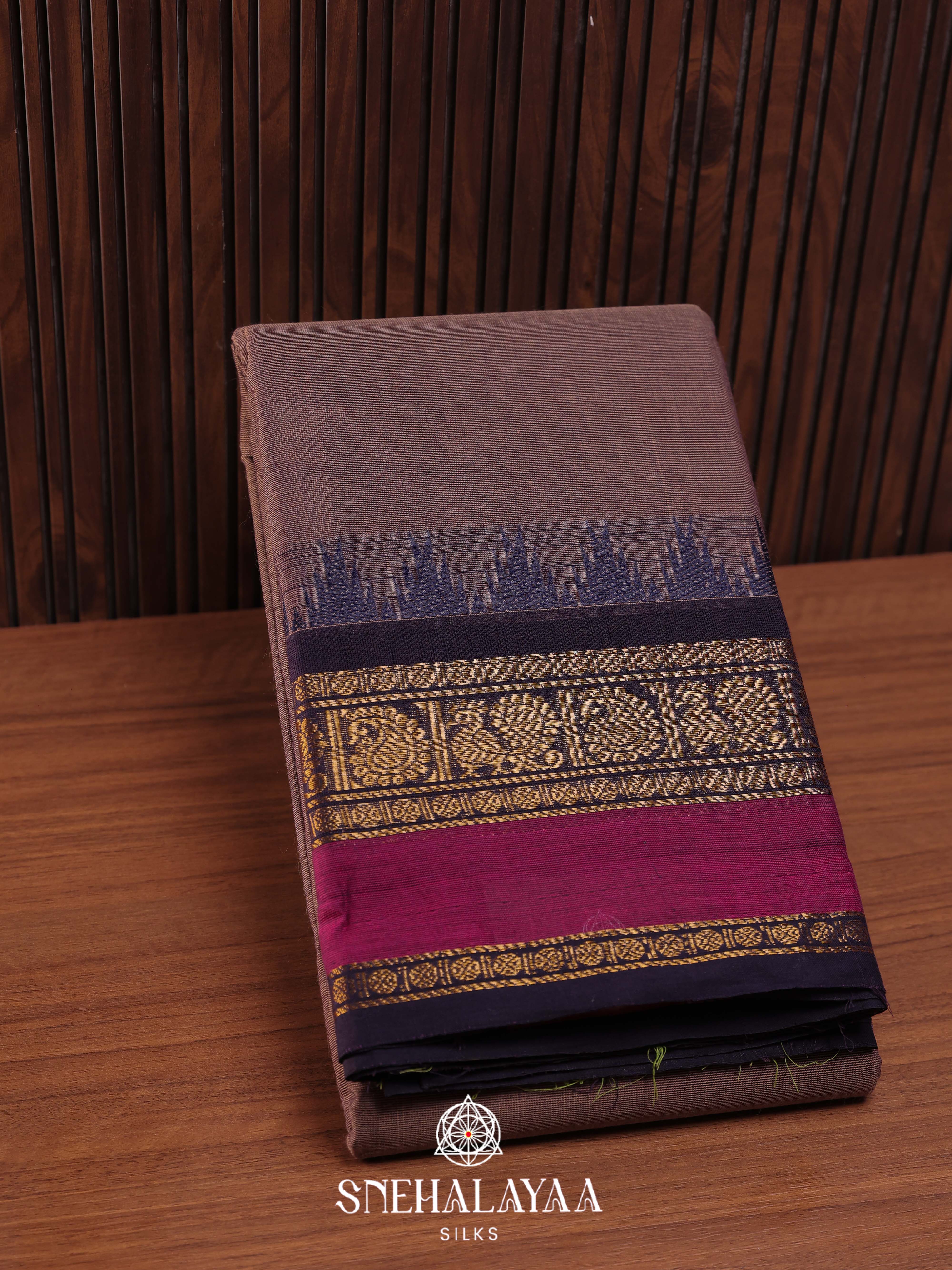Grey  Chettinad Cotton Saree