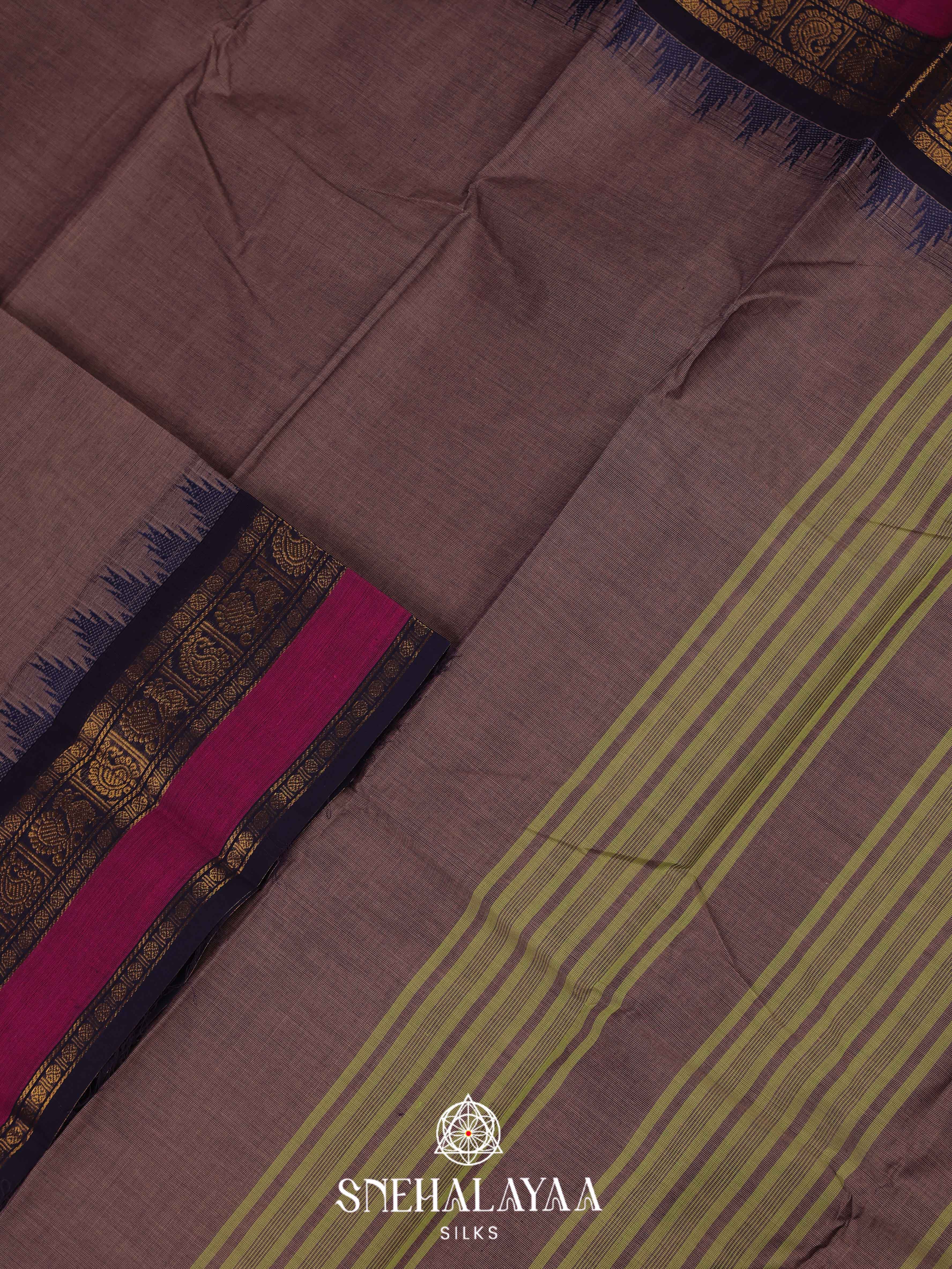 Grey  Chettinad Cotton Saree