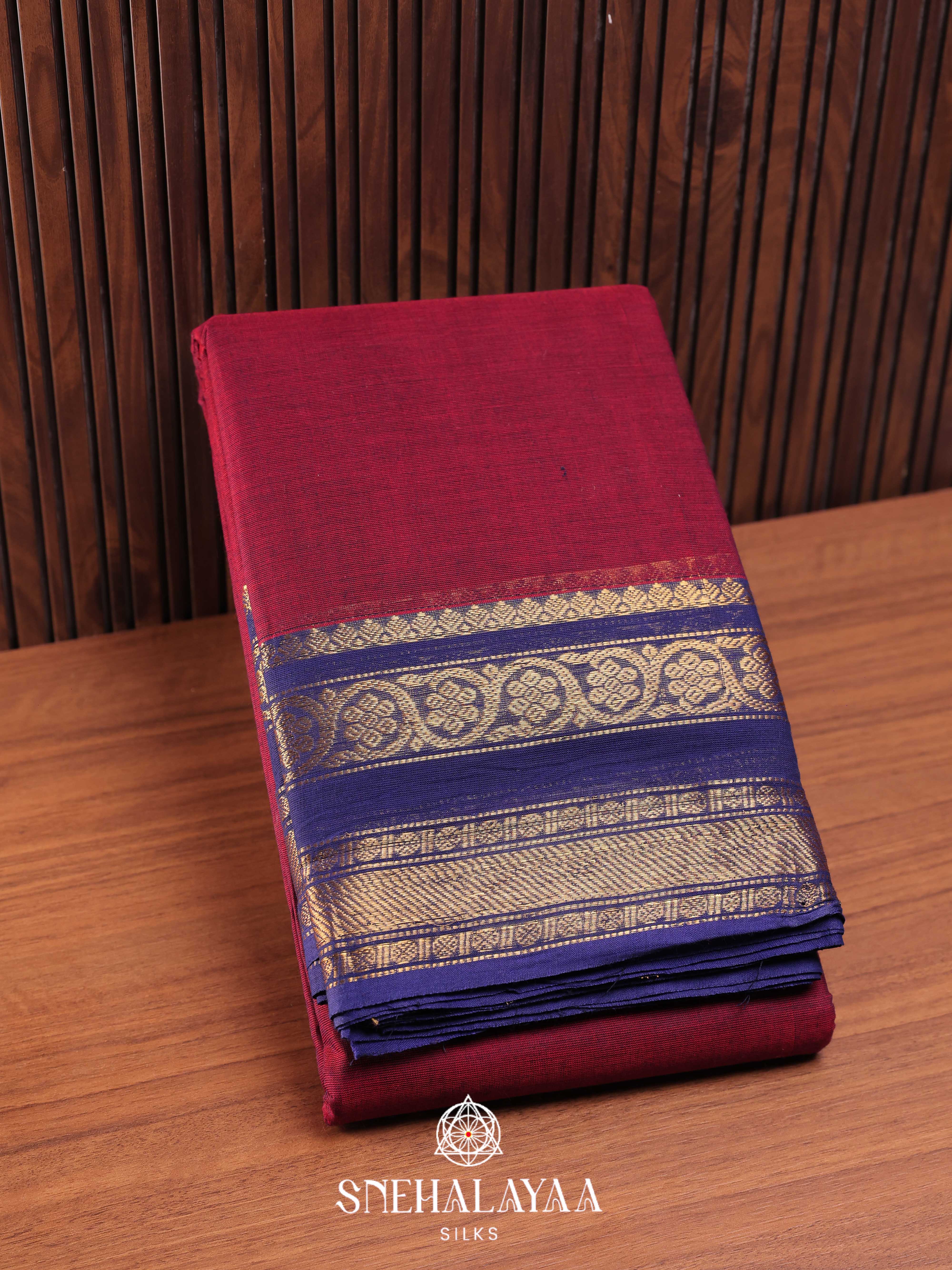 Maroon Chettinad Cotton Saree