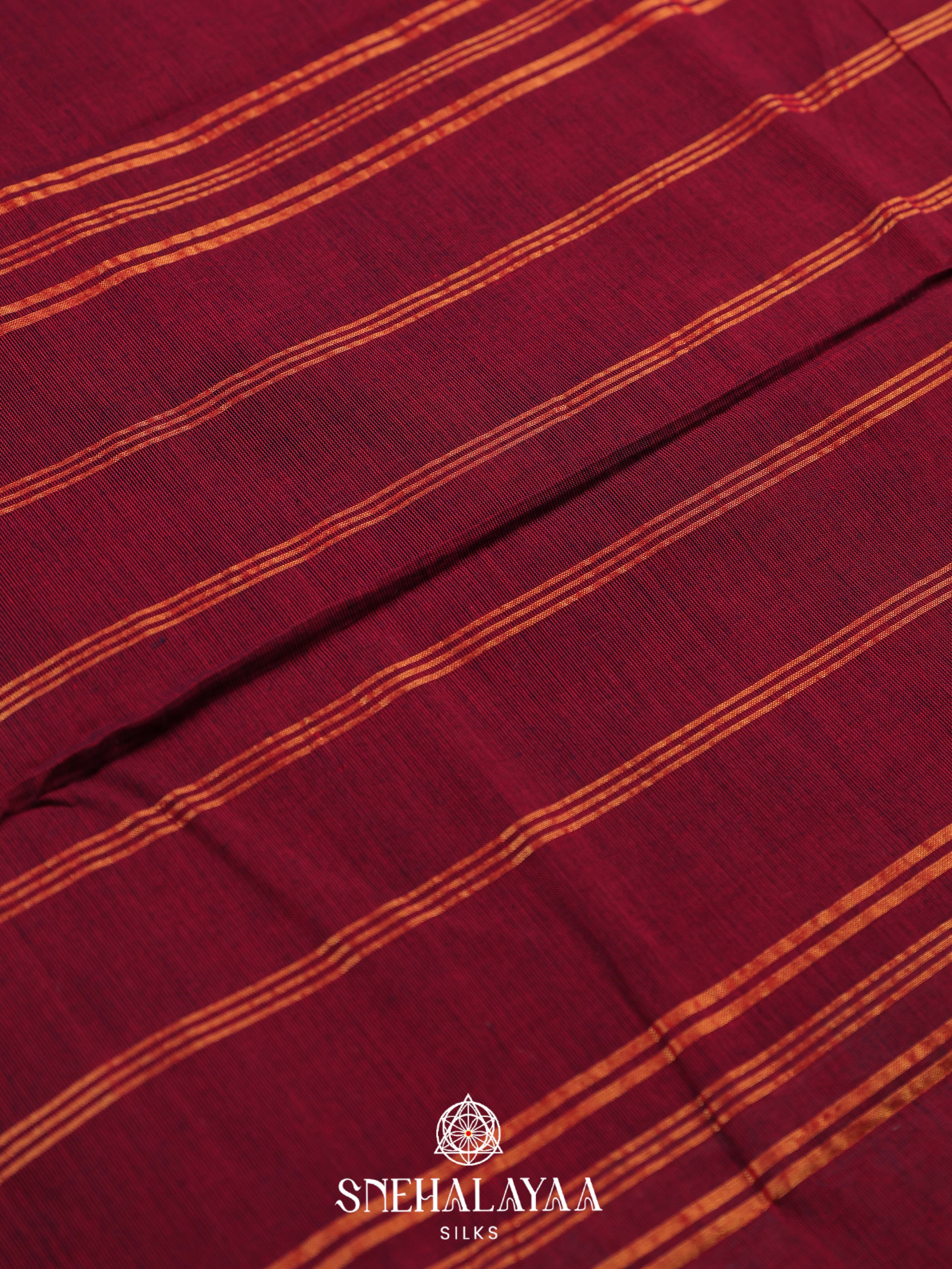 Maroon Chettinad Cotton Saree