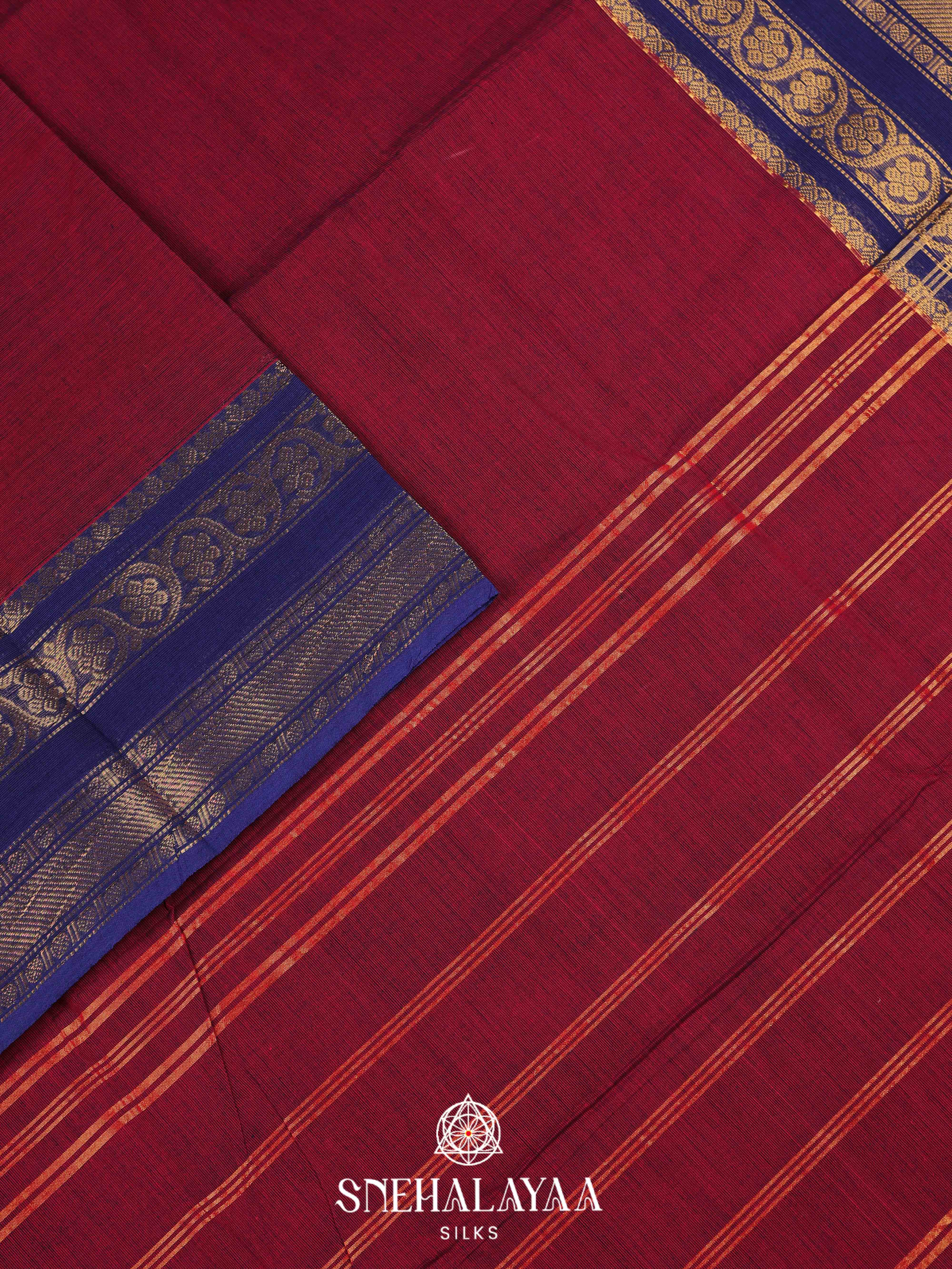 Maroon Chettinad Cotton Saree