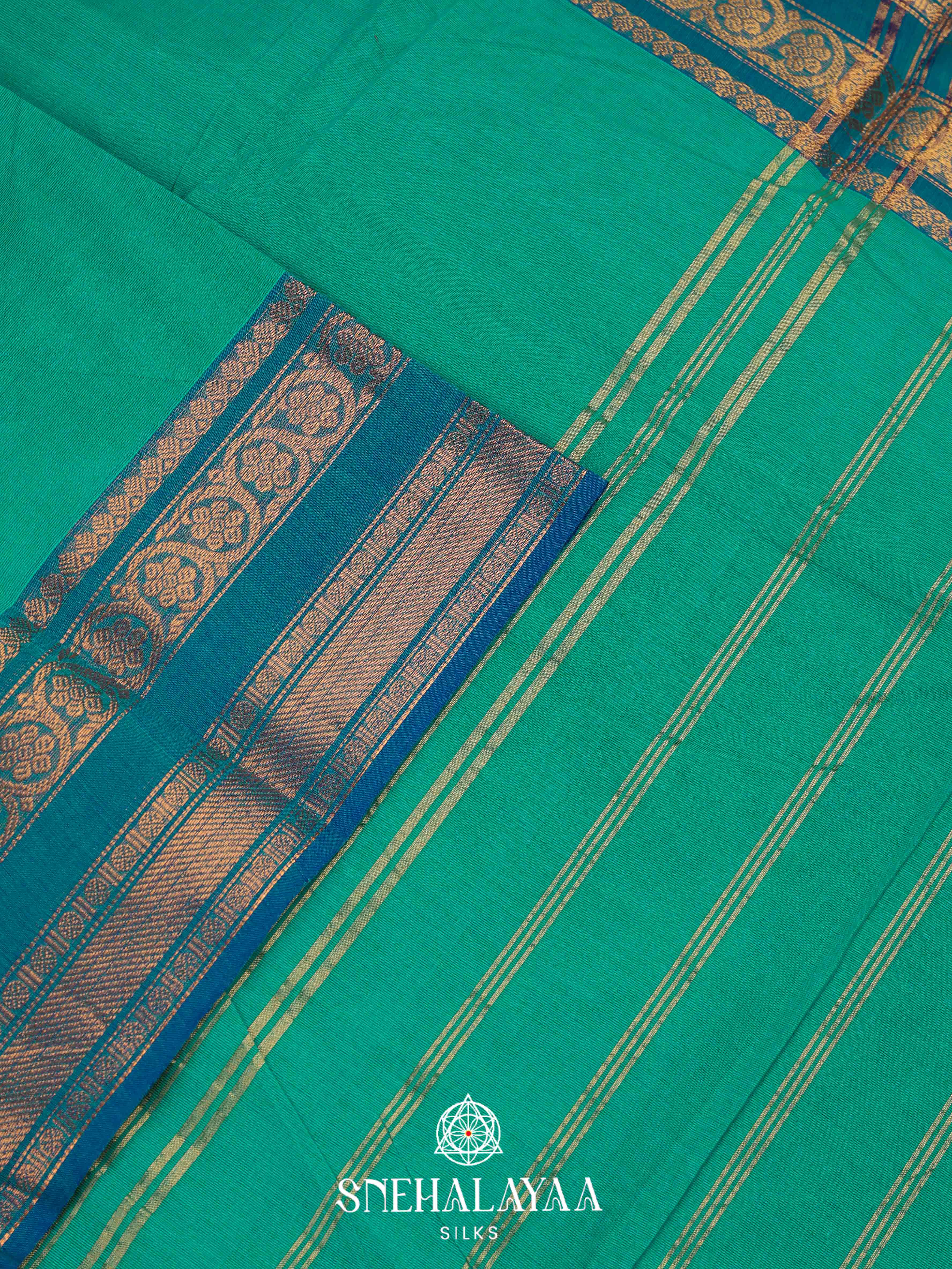 Teal Green Chettinad Cotton Saree