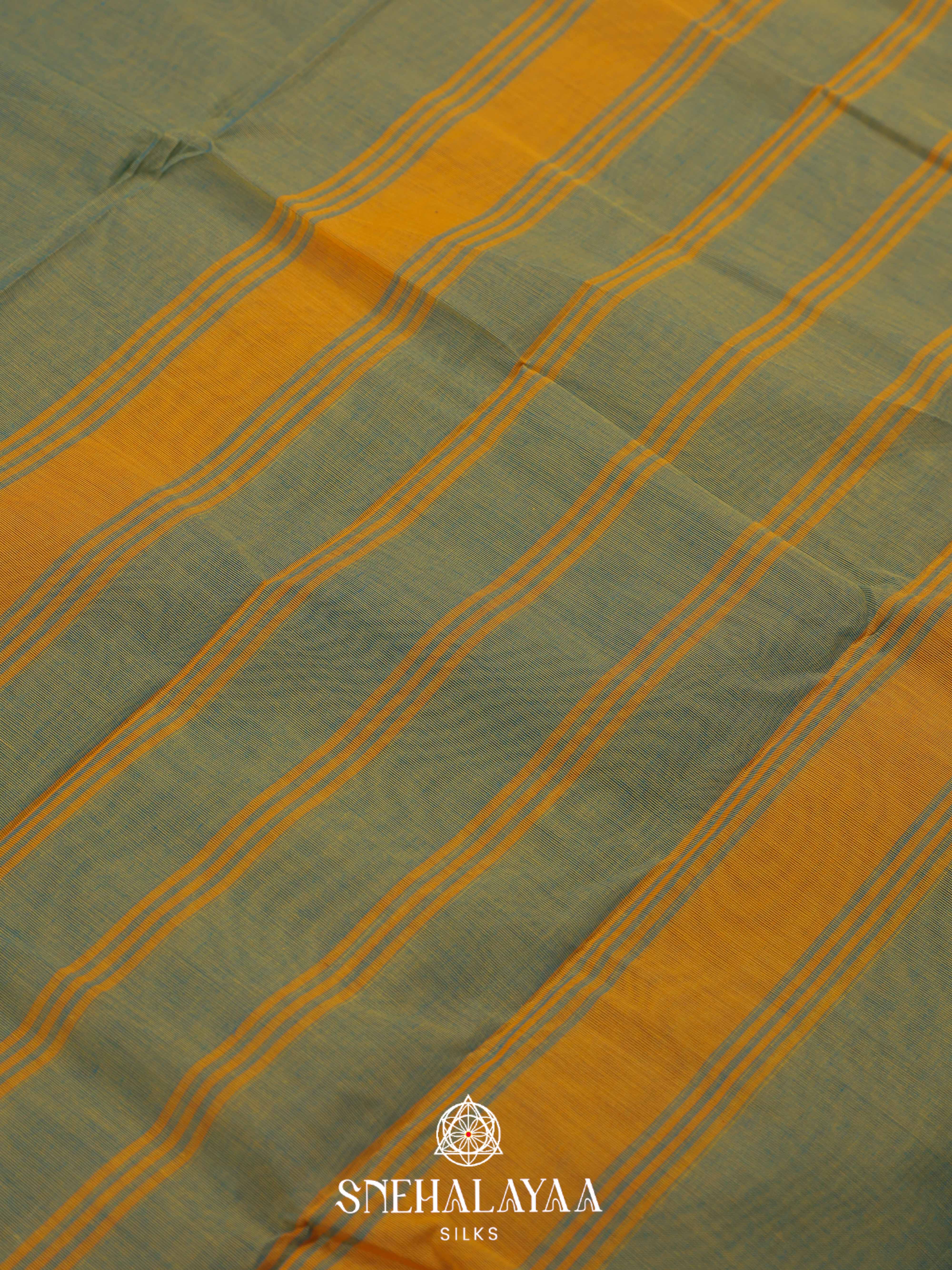 Olive Green Chettinad Cotton Saree
