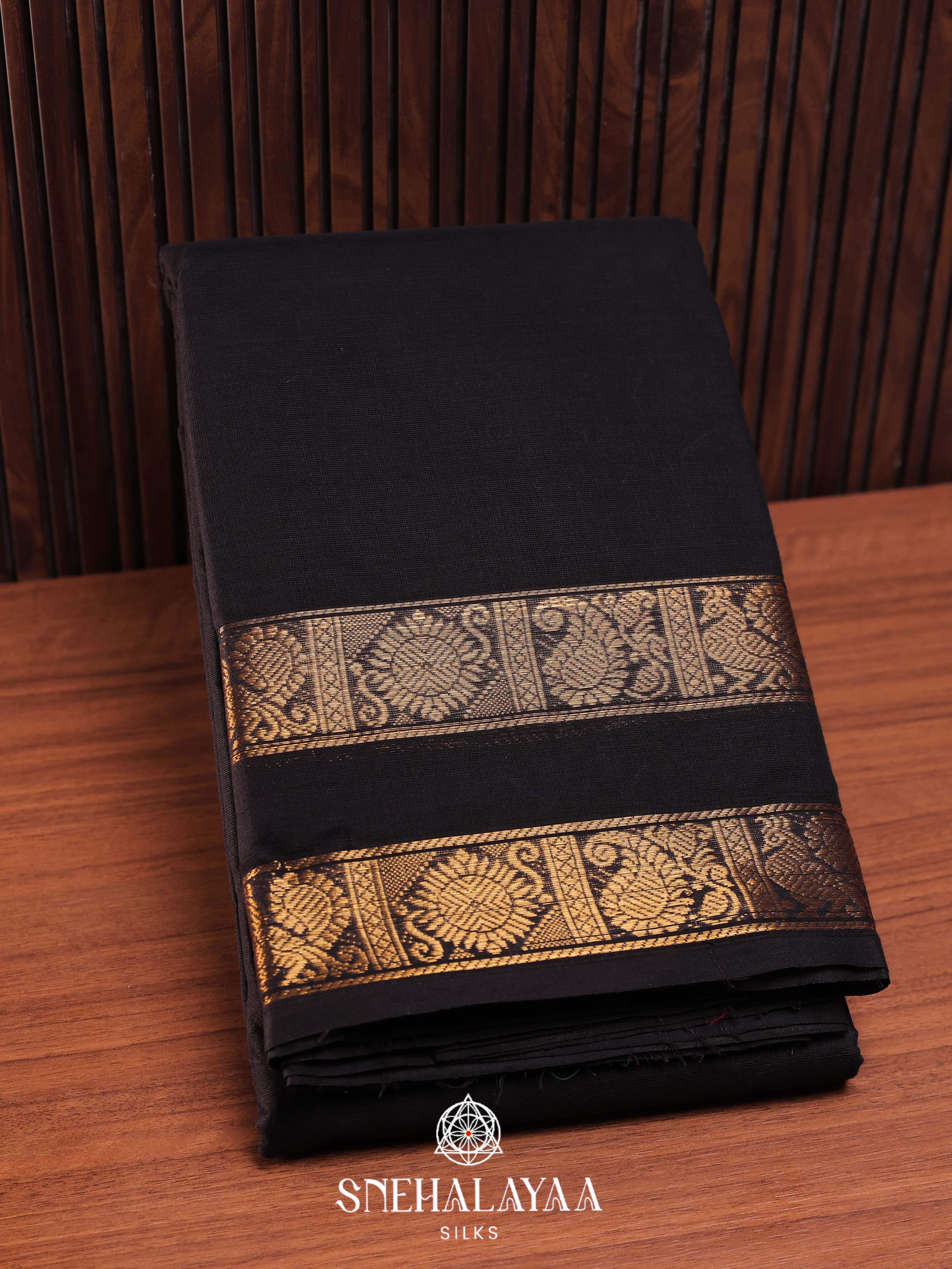 Black Chettinad Cotton Saree