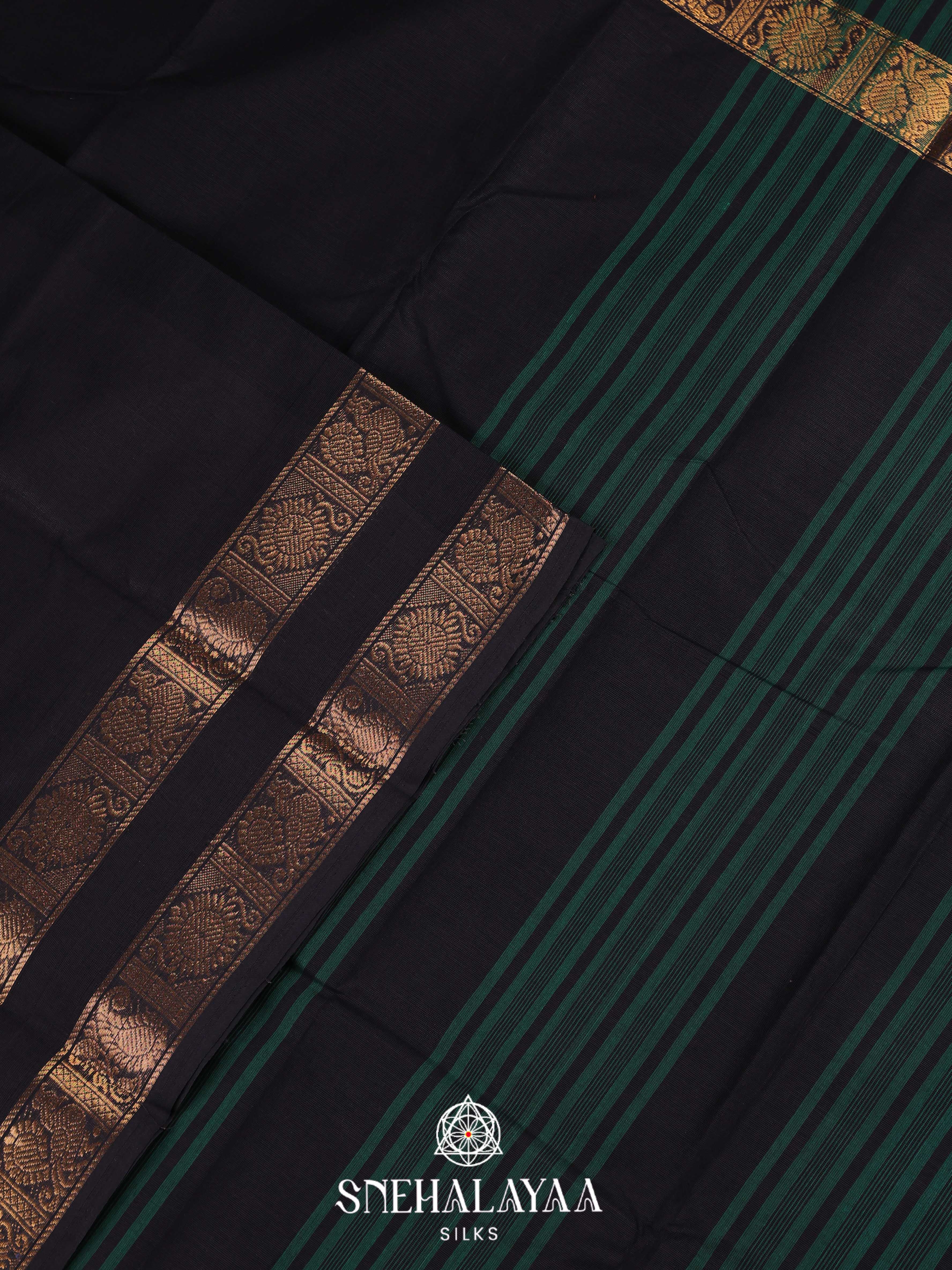 Black Chettinad Cotton Saree