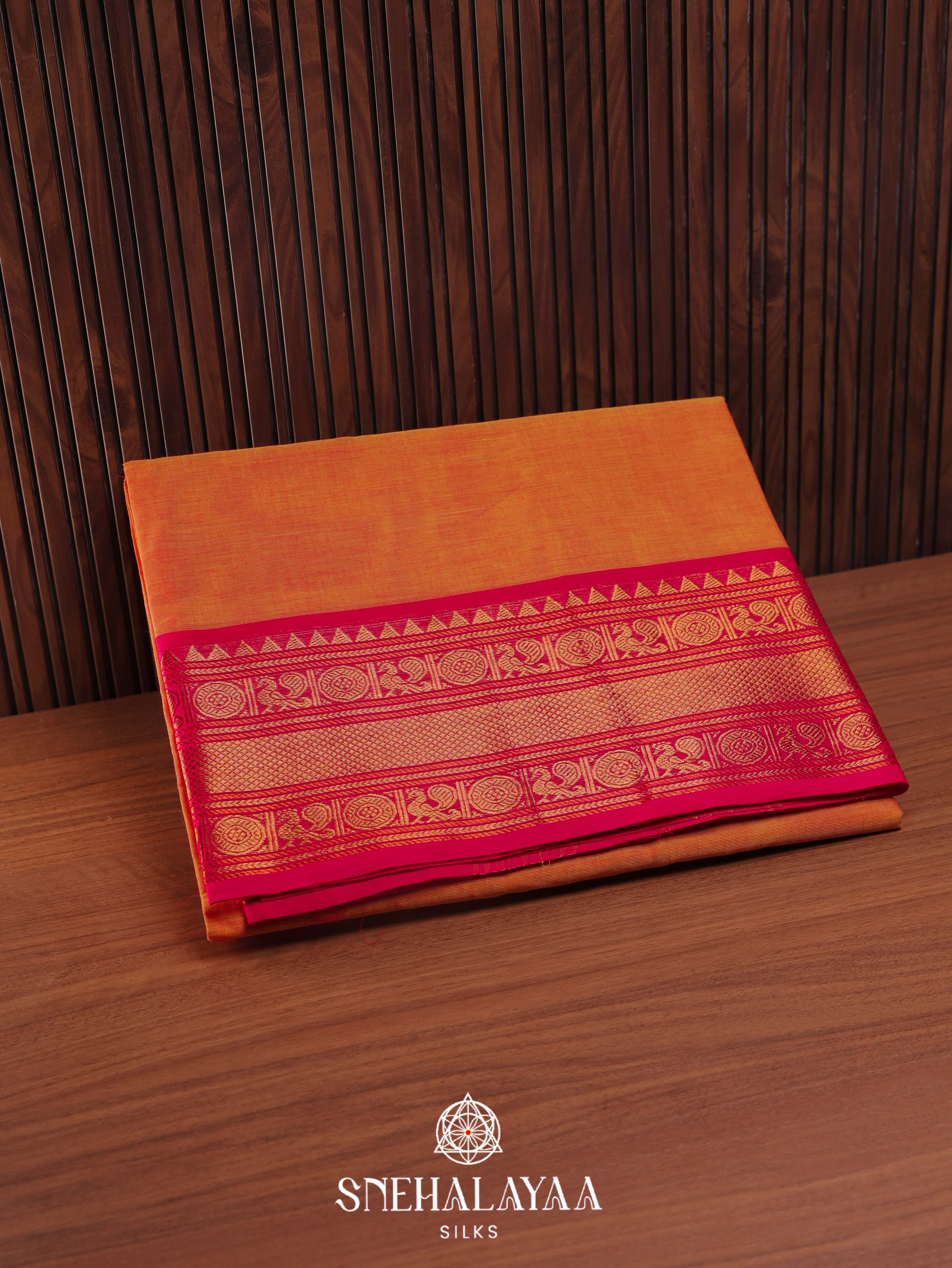 Orange Kanchi Cotton Saree