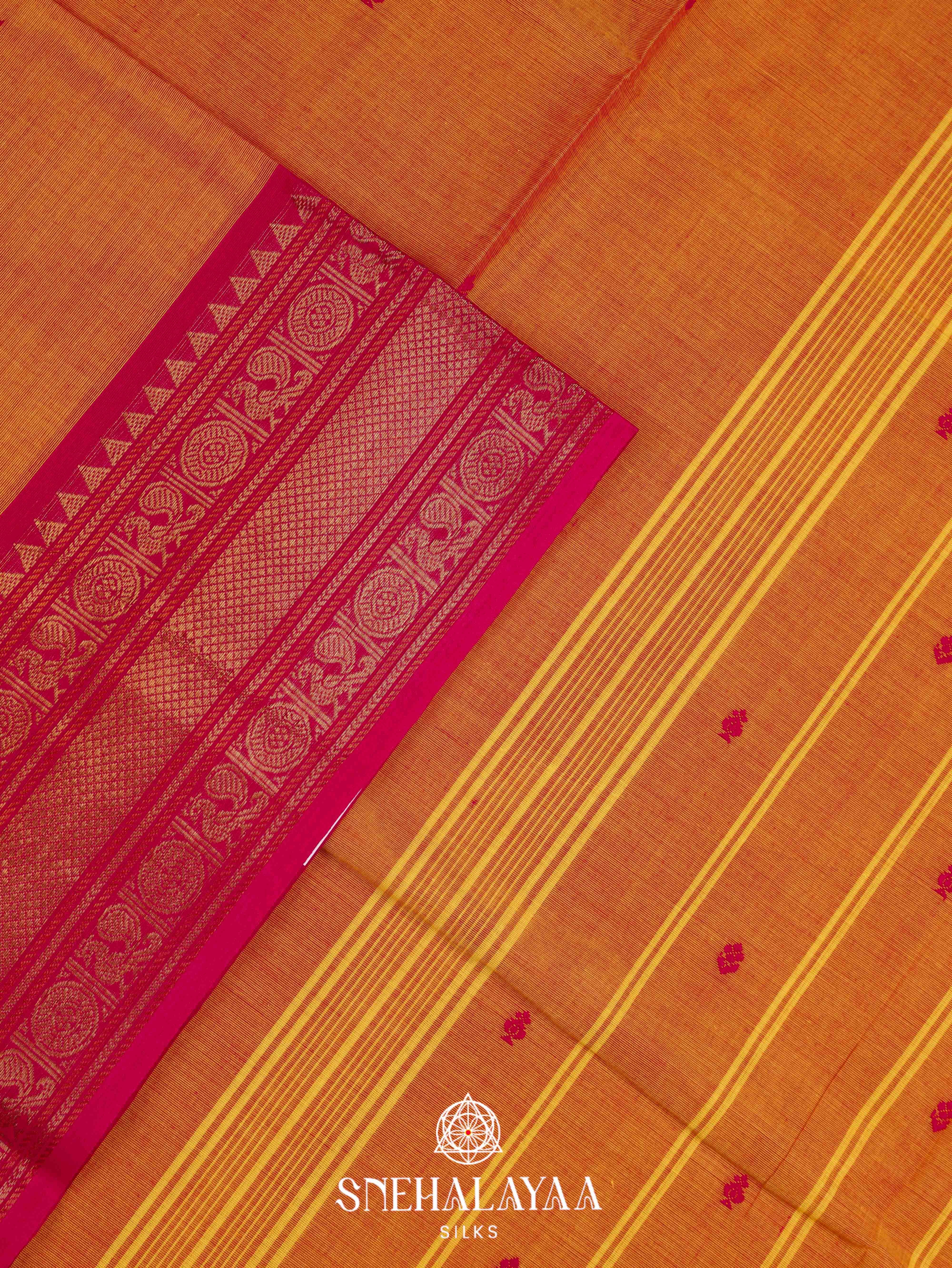 Orange Kanchi Cotton Saree