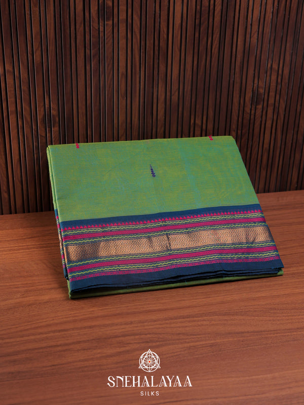 Pista Green Kanchi Cotton Saree