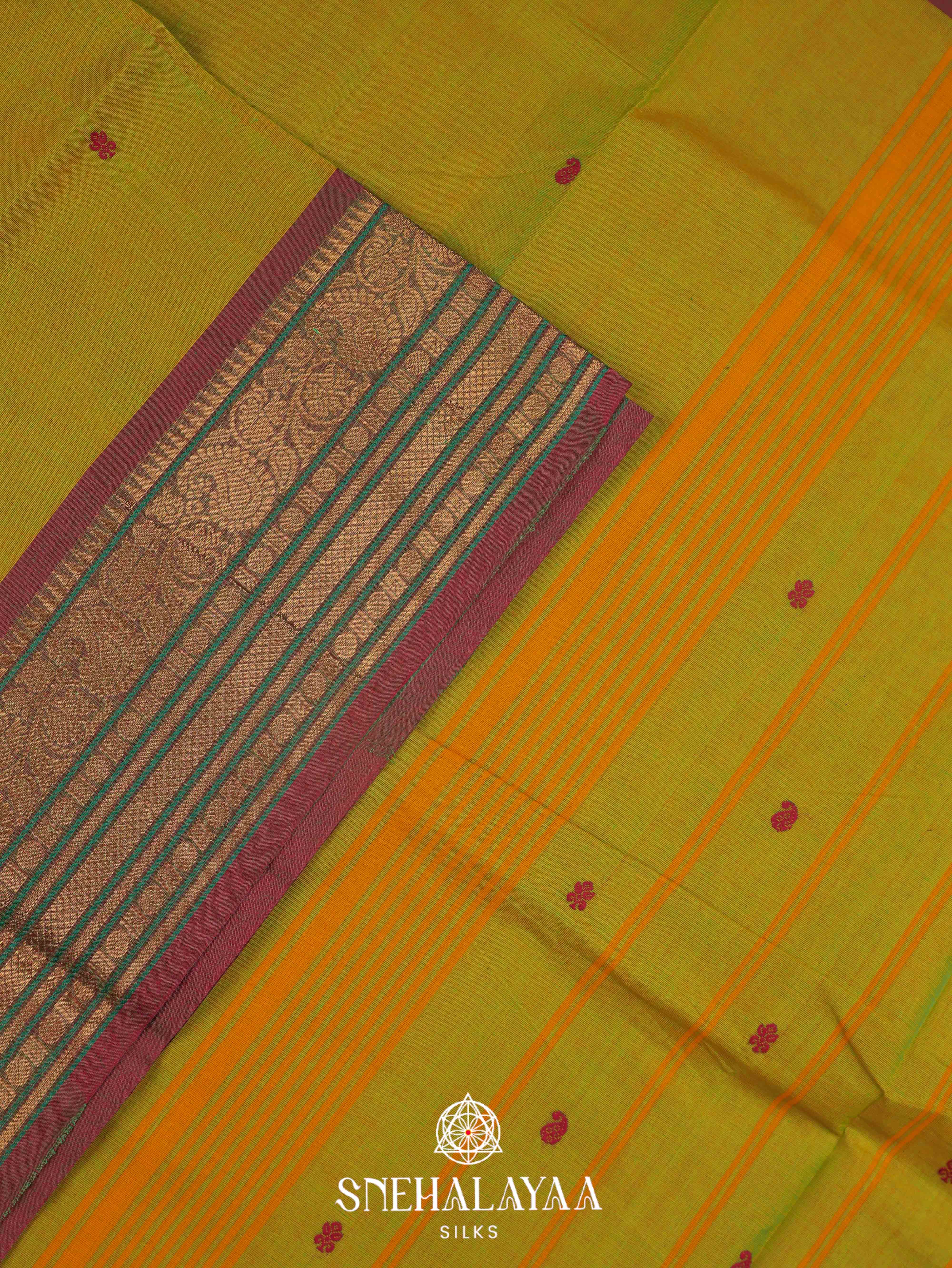 Olive Green Kanchi Cotton Saree