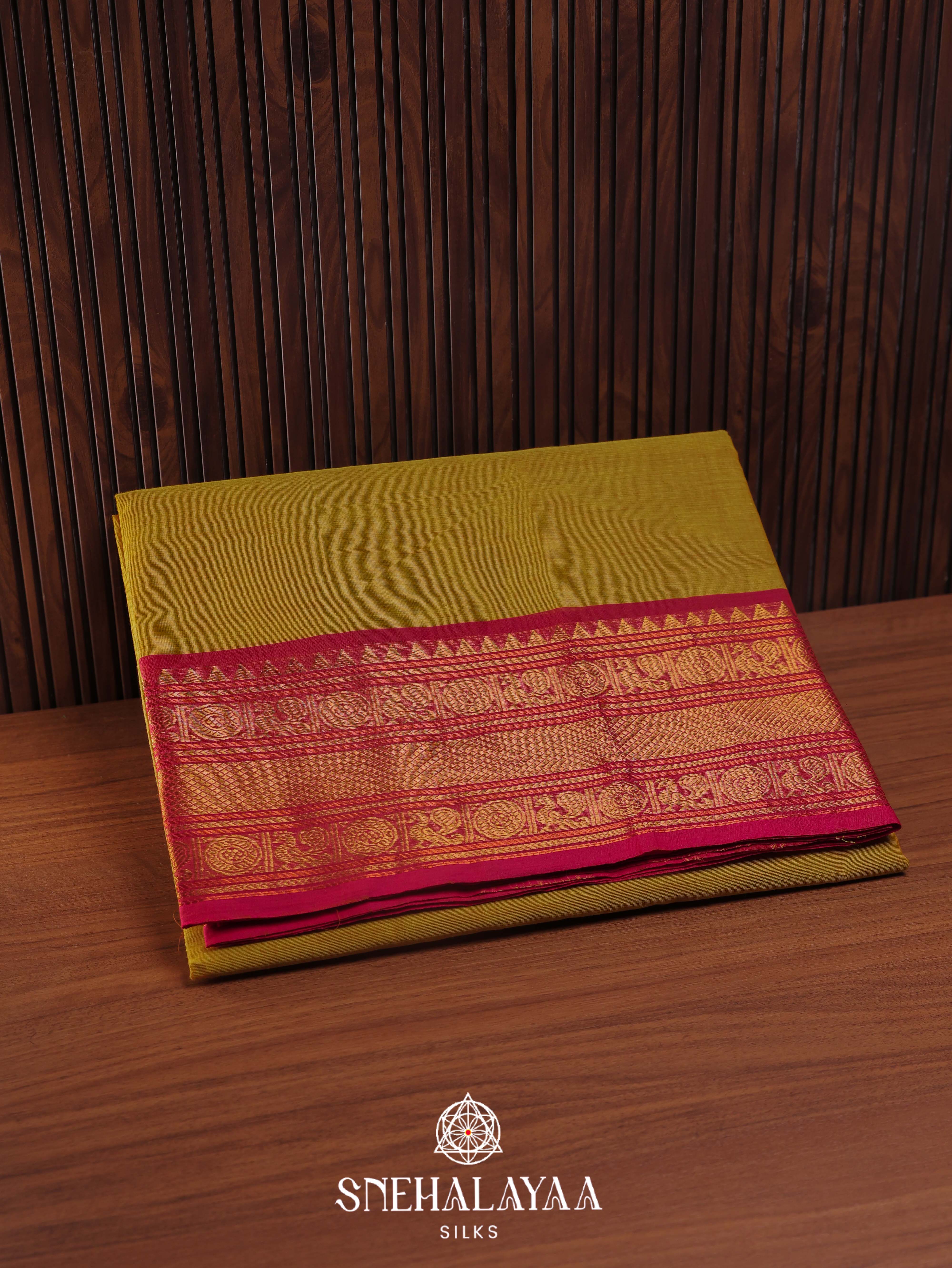 Olive Green Kanchi Cotton Saree
