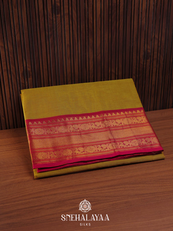 Olive Green Kanchi Cotton Saree