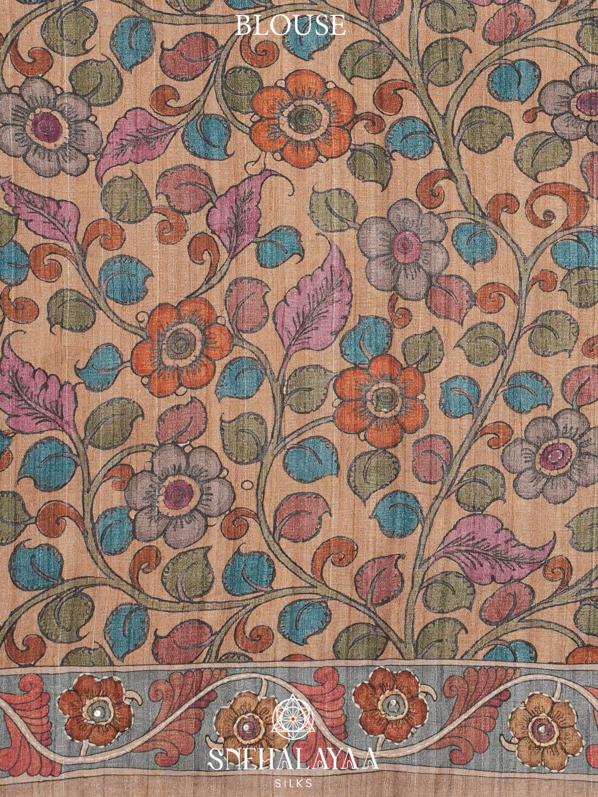 Purple Tussar Embroidery Saree with Floral Printed Border