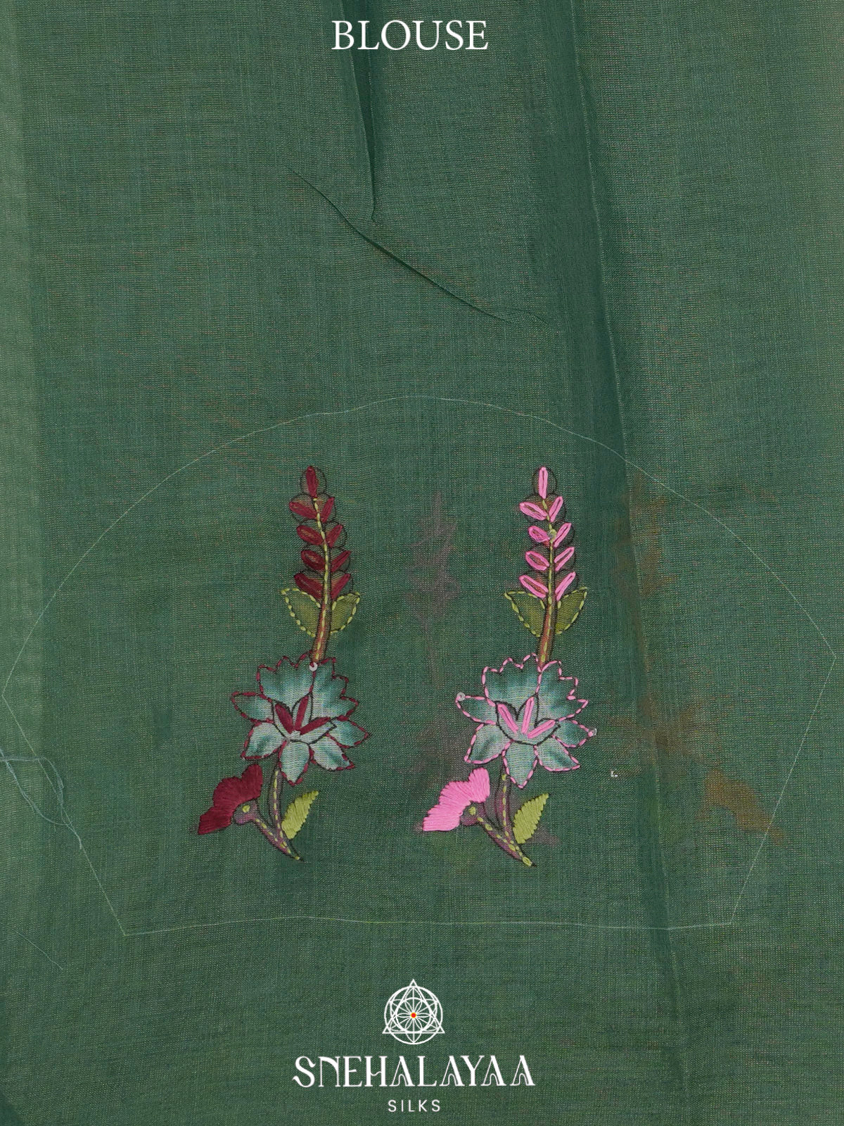 Teal Green Linen Embroidery Saree