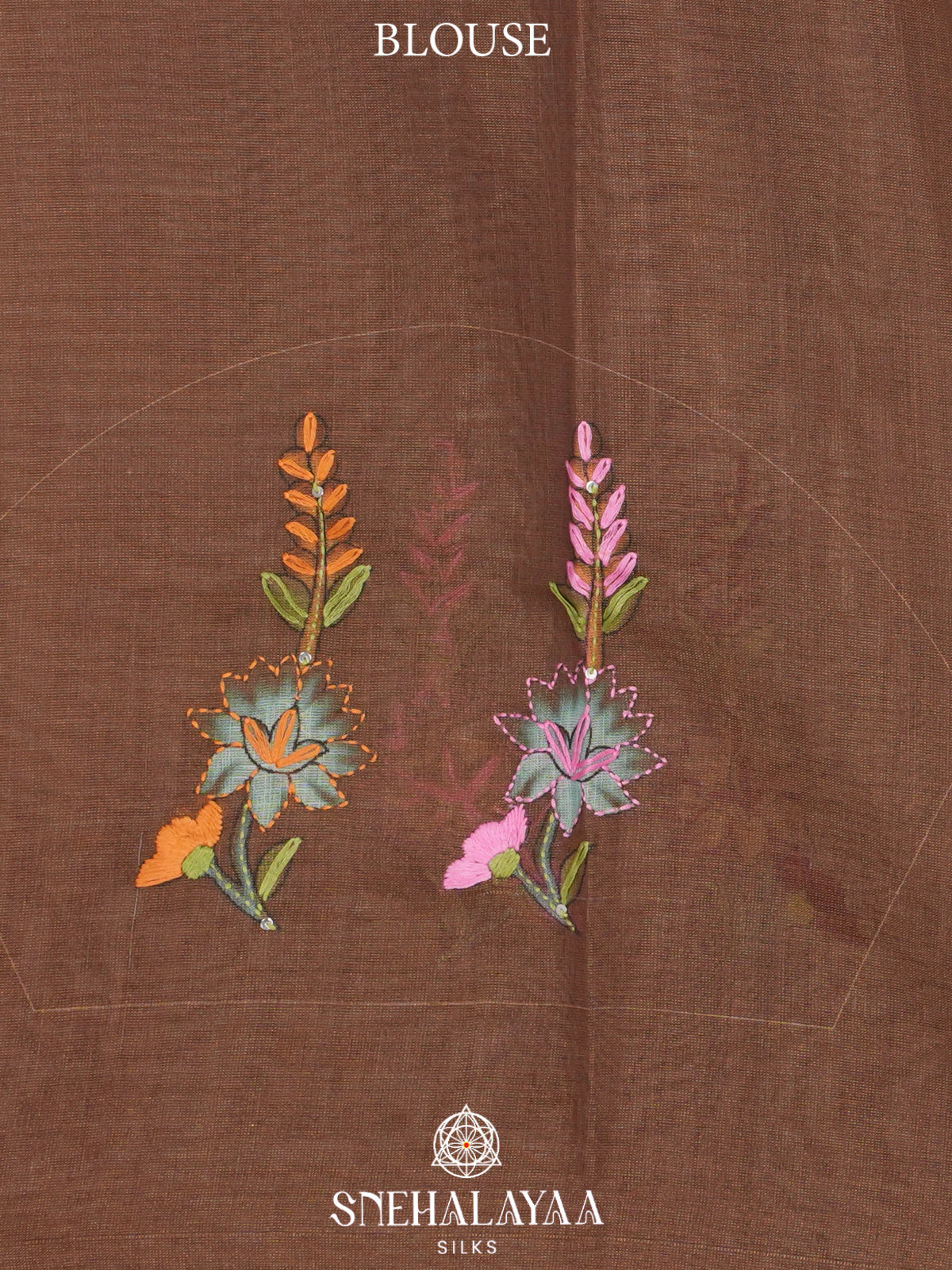 Coffee Brown Linen Embroidery Saree