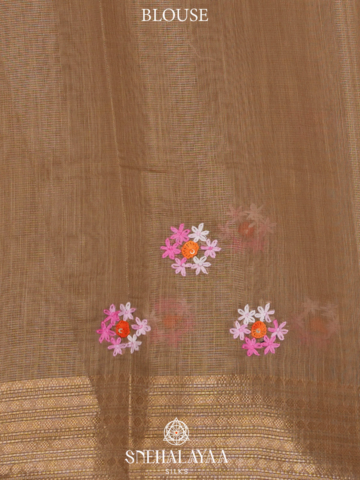 Beige Linen Embroidery Saree