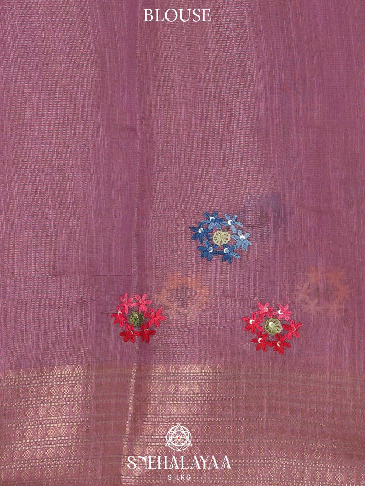 Dusty Mauve Linen Embroidery Saree