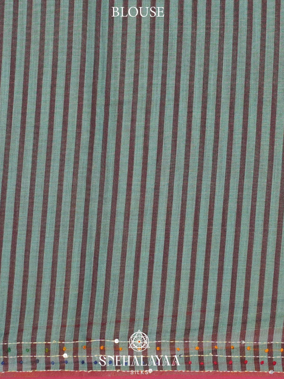 Aqua Blue Linen Embroidery Saree