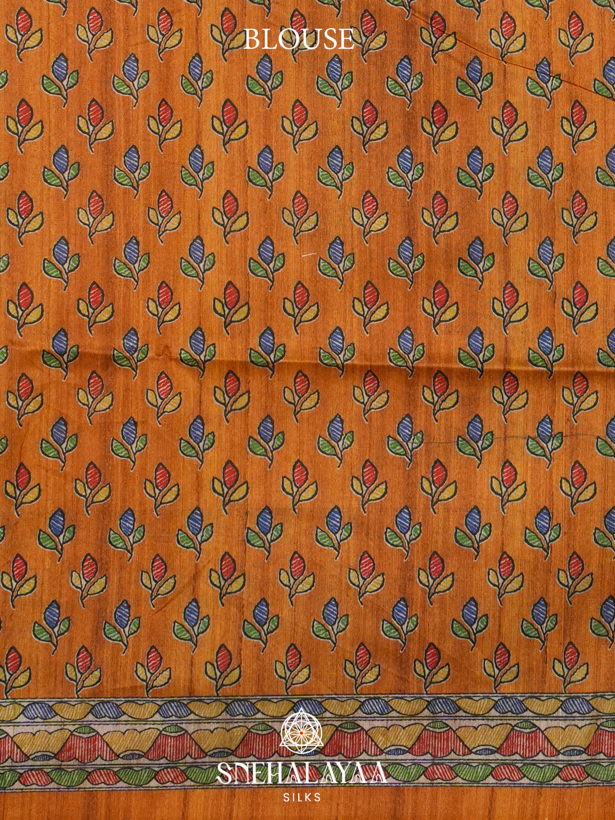 Beige Madhubani Printed Tussar Saree with Yellow Border