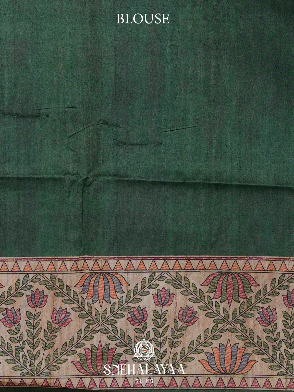 Green Madhubani Printed Tussar Saree