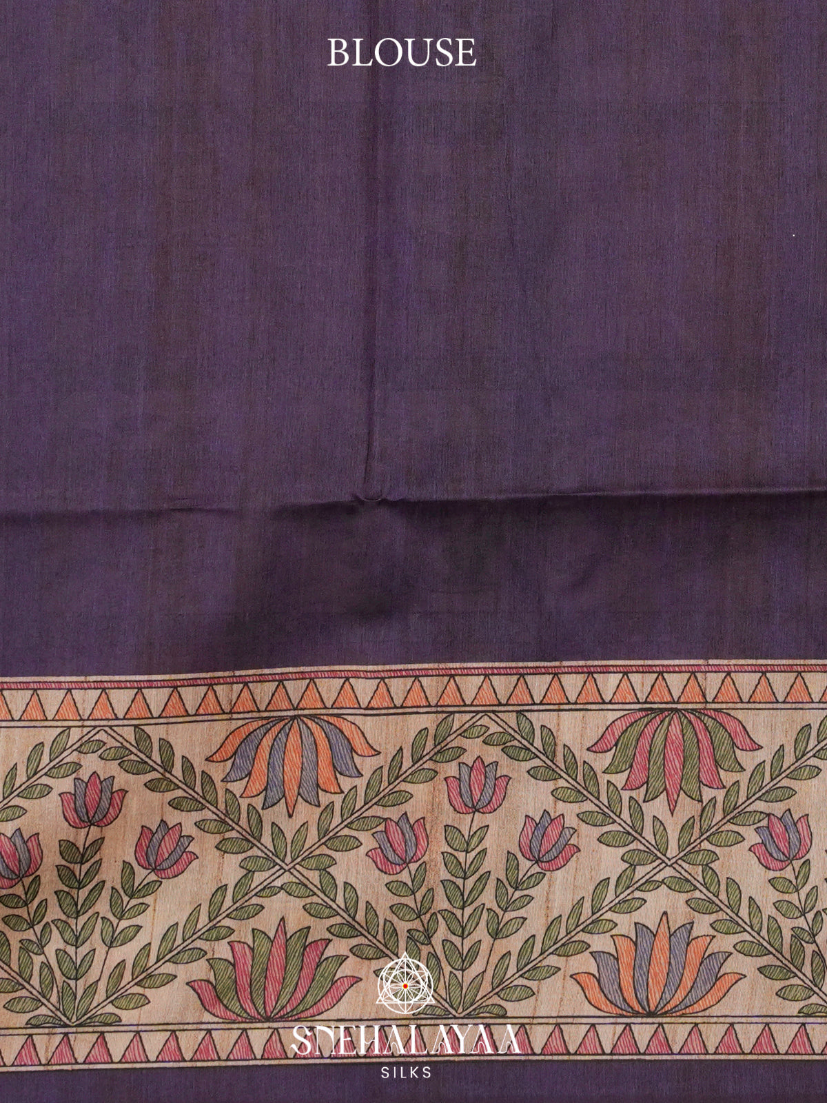 Blue Madhubani Printed Tussar Saree