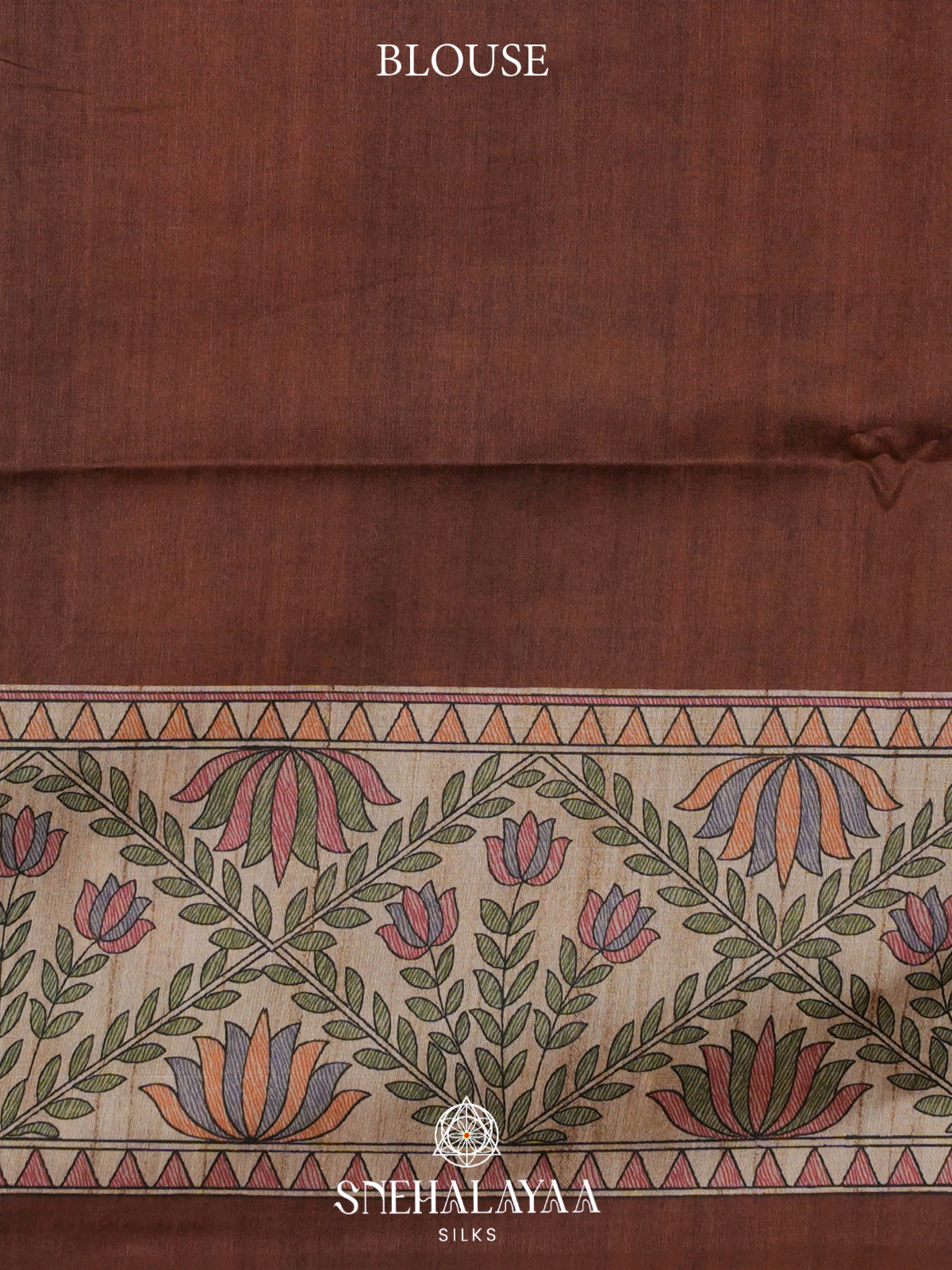 Brown Madhubani Printed Tussar Saree