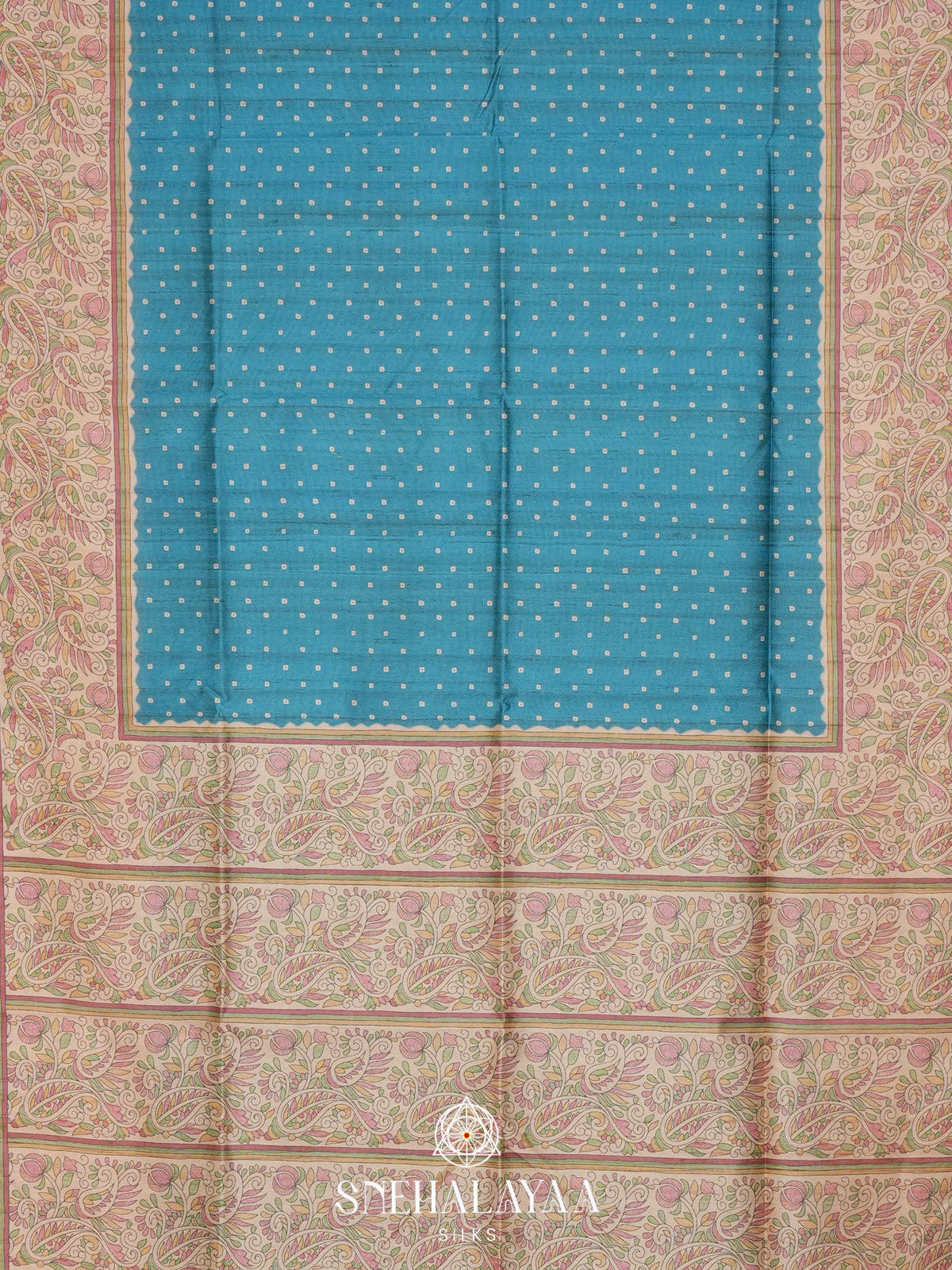 Blue  Madhubani Printed Saree