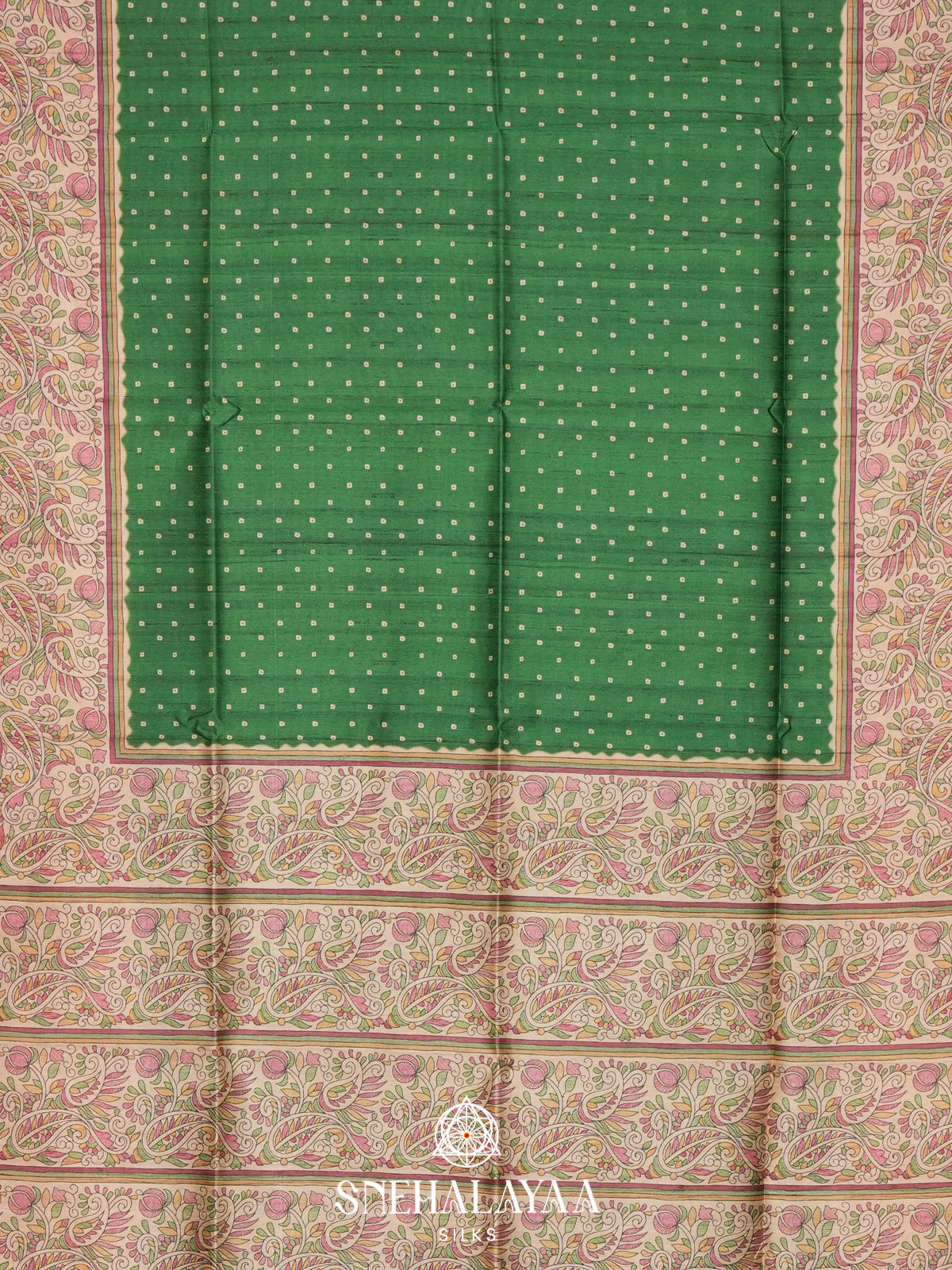 Green  Madhubani Printed Saree