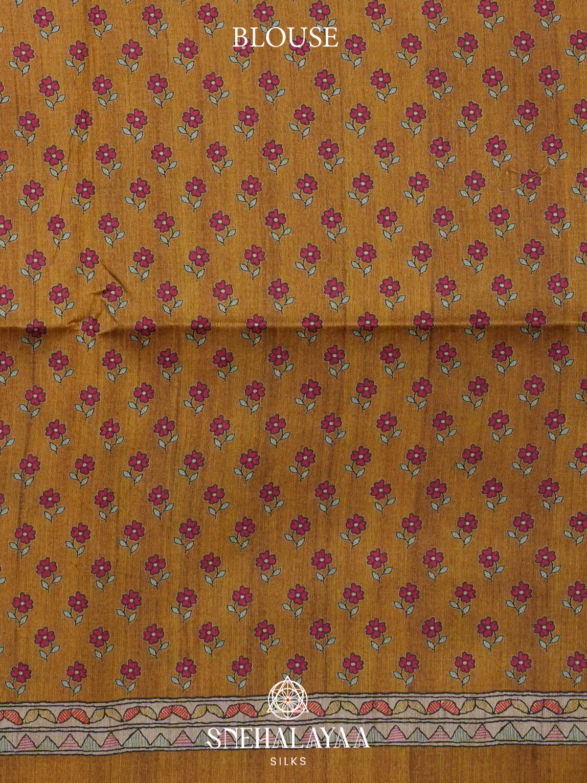 Mustard Gold Madhubani Printed Tussar Saree