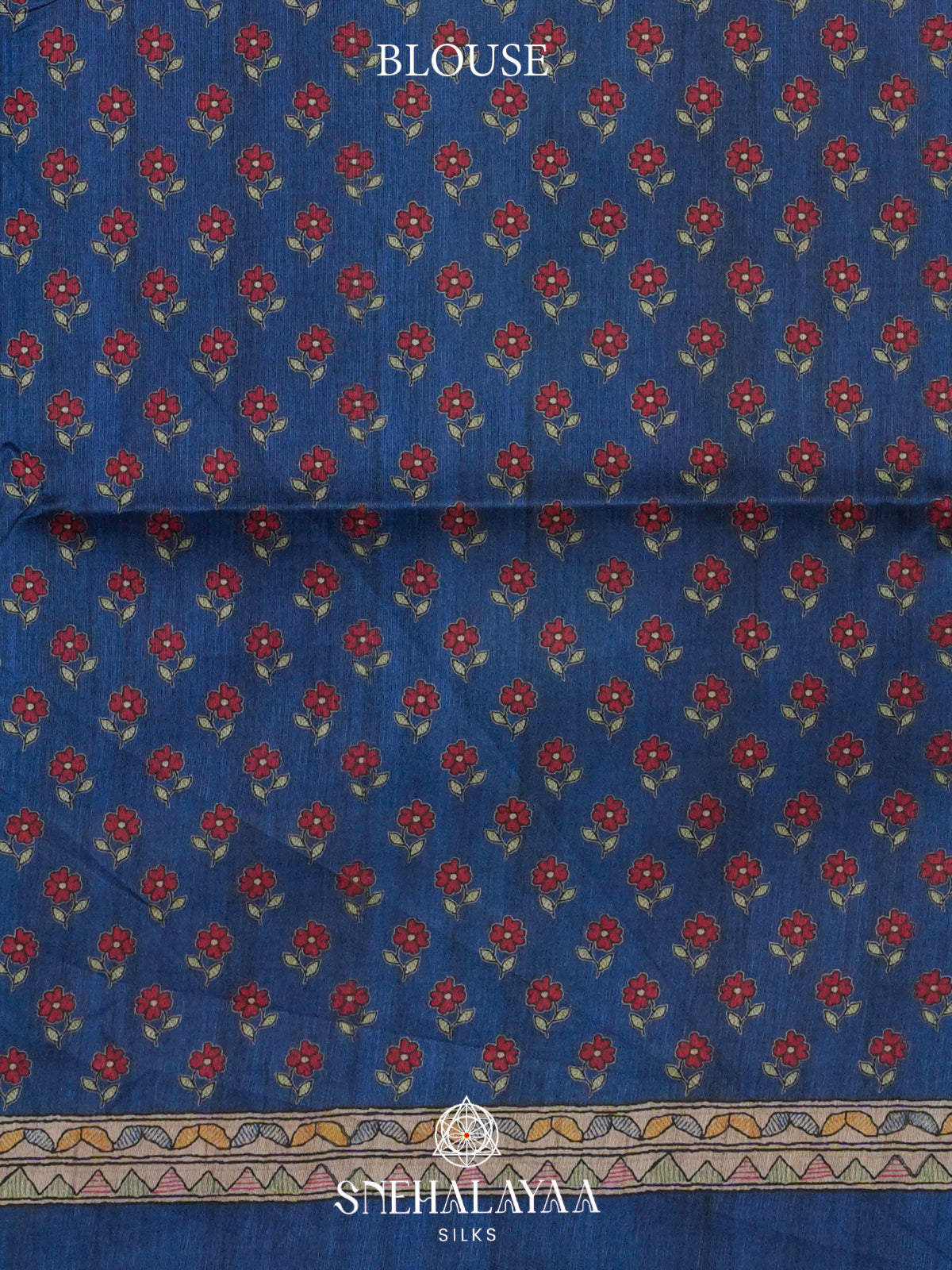 Blue Madhubani Printed Tussar Saree