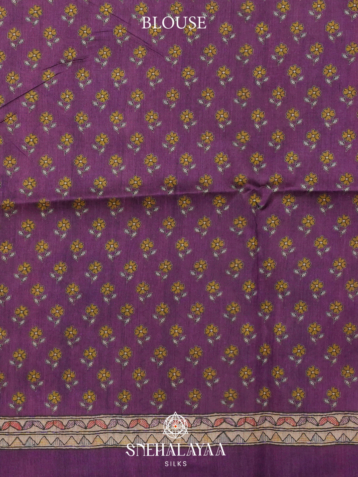 Violet Madhubani Printed Tussar Saree