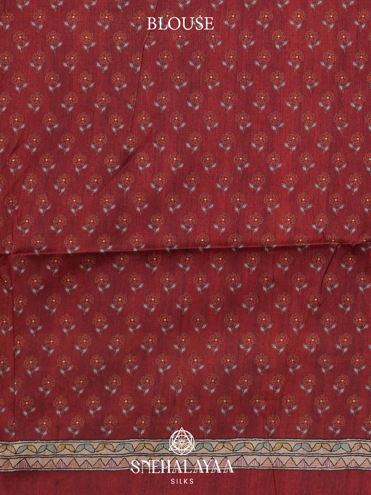 Maroon Madhubani Printed Tussar Saree