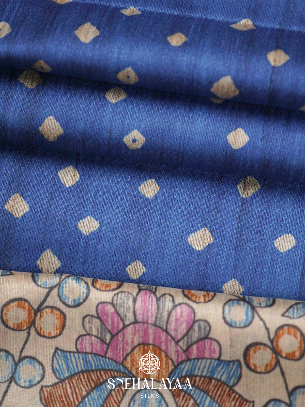 Royal Blue  Madhubani Printed Saree