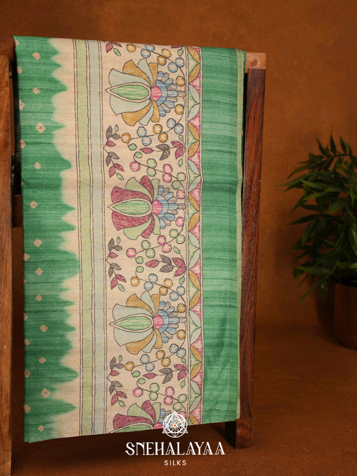 Jade Green  Madhubani Printed Saree