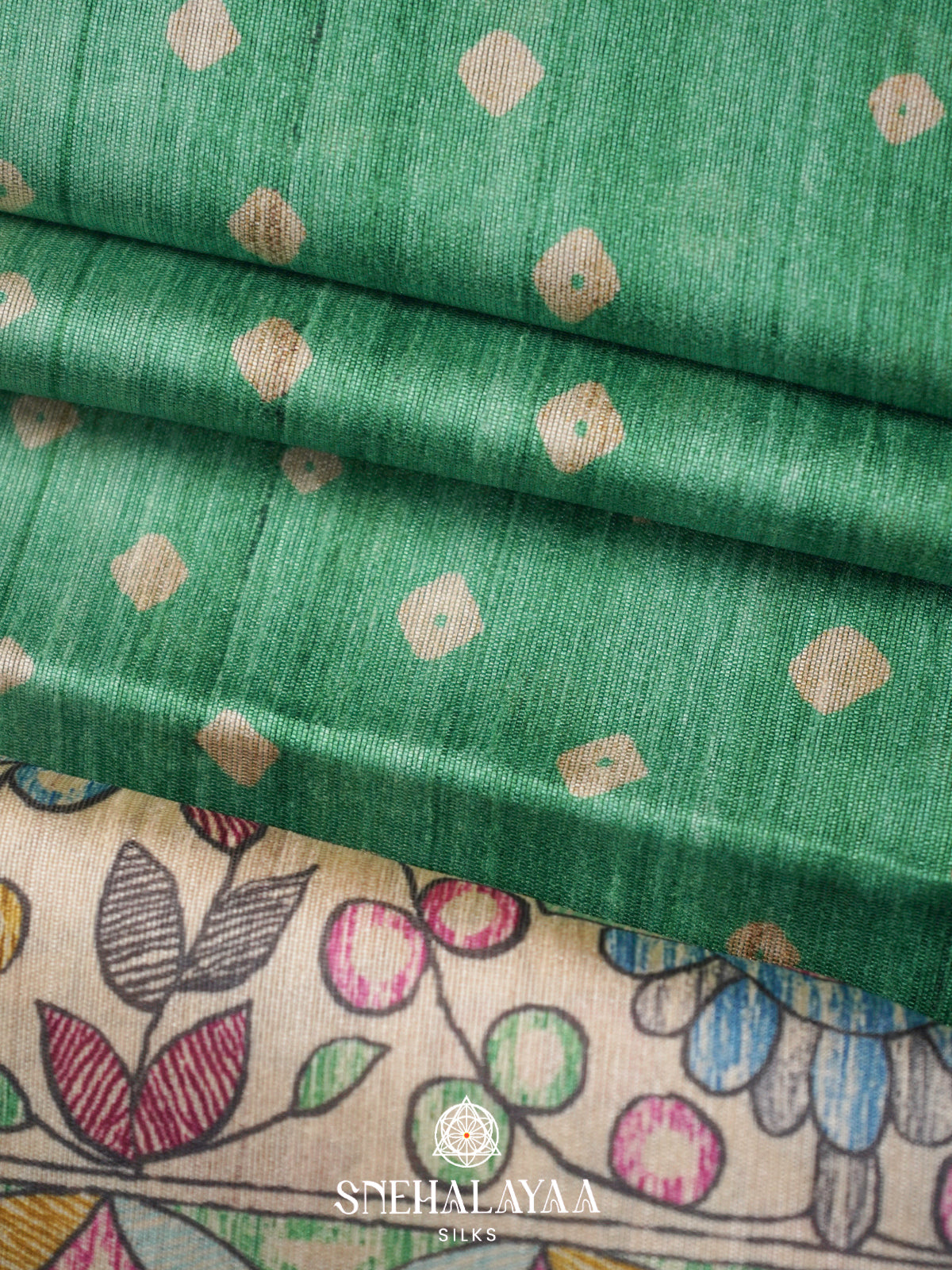 Jade Green  Madhubani Printed Saree