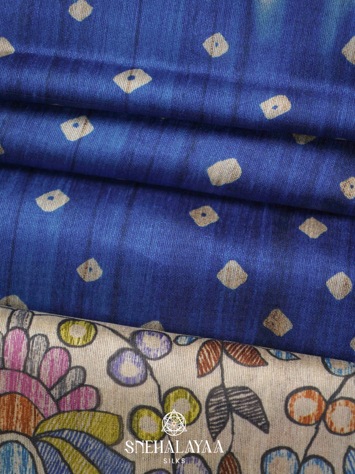 Navy Blue  Madhubani Printed Saree