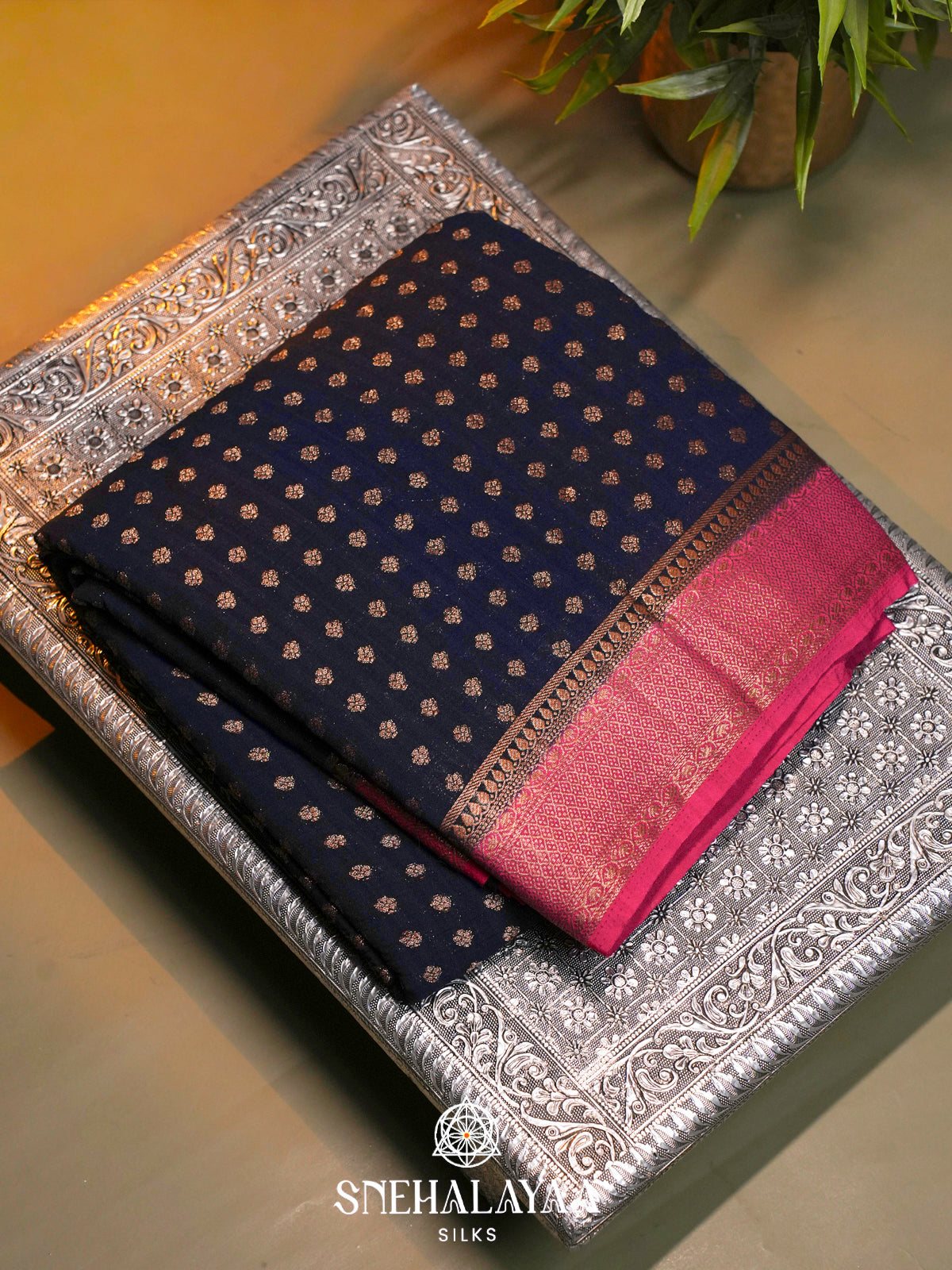 Navy Blue Banaras Saree