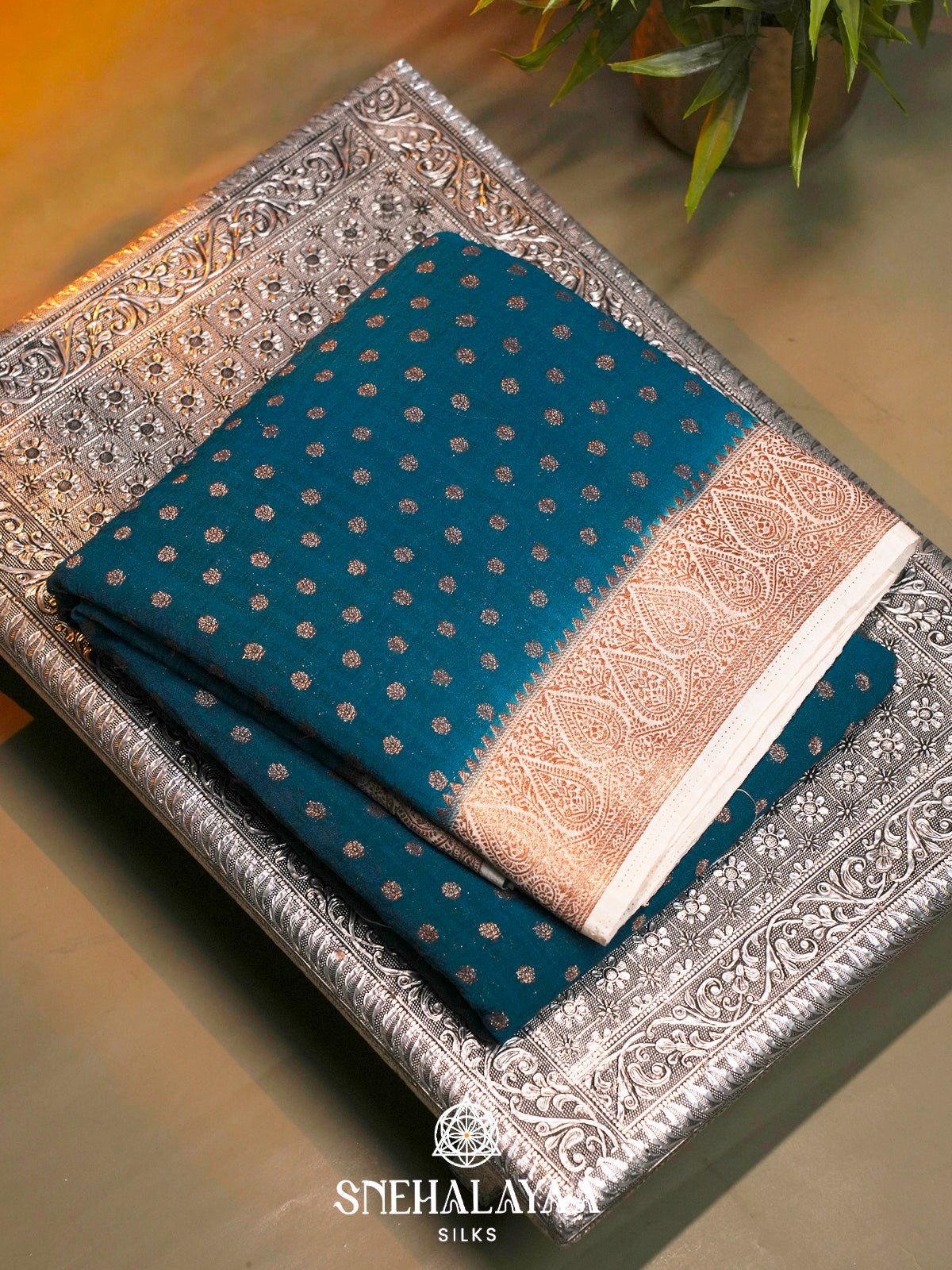 Peacock Blue Banaras Saree
