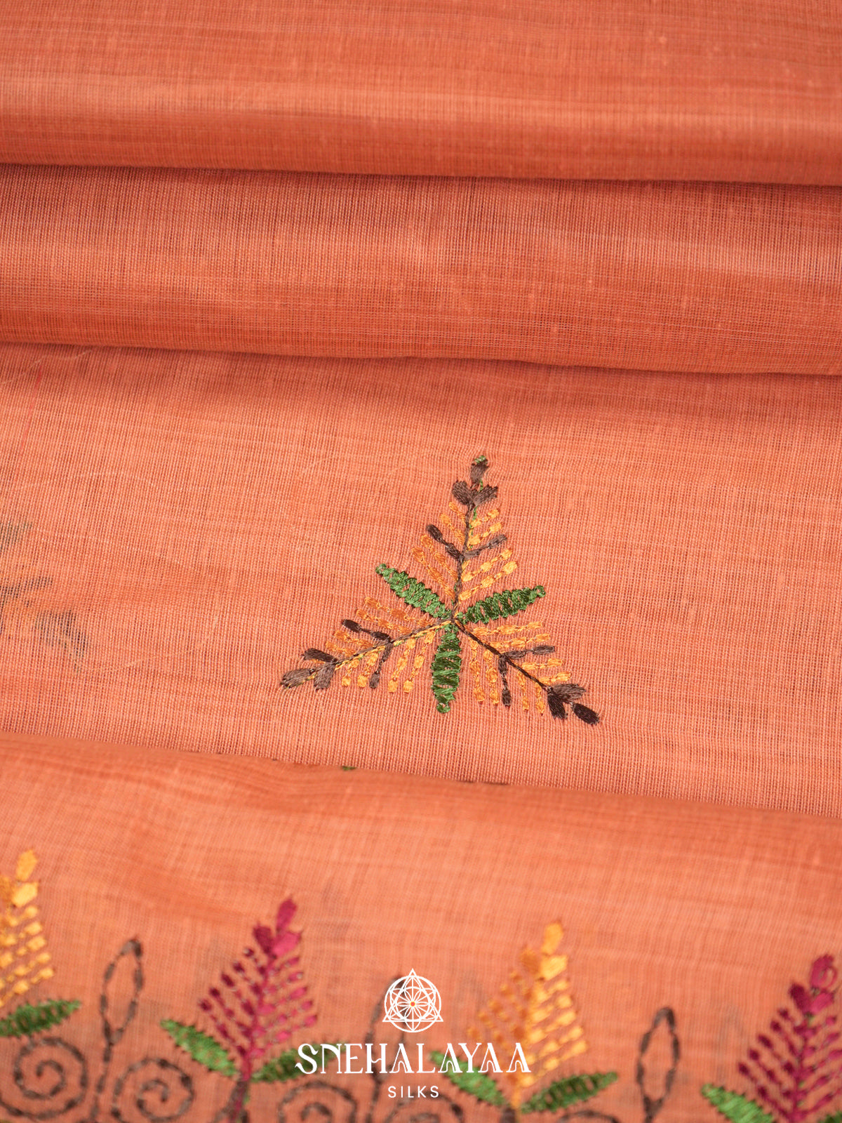Peach  Linen Saree